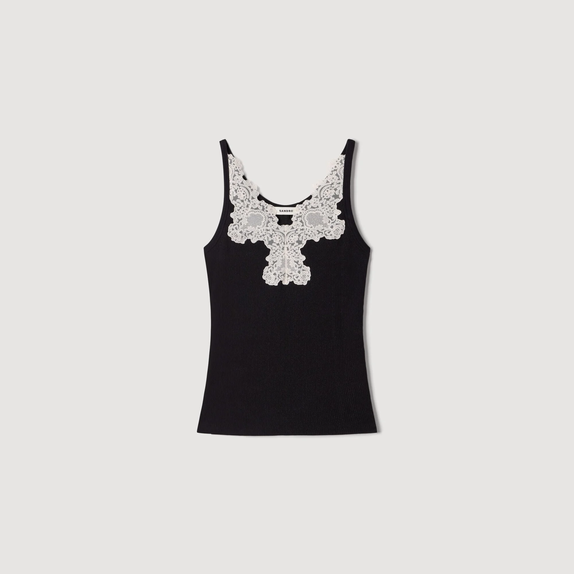 RIBBED VEST TOP WITH LACE - 1