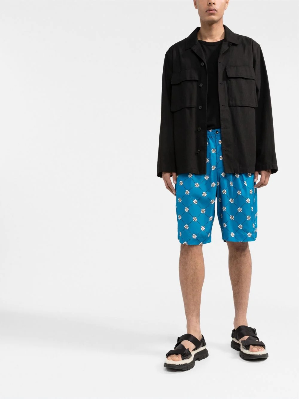 daisy-print track shorts - 2