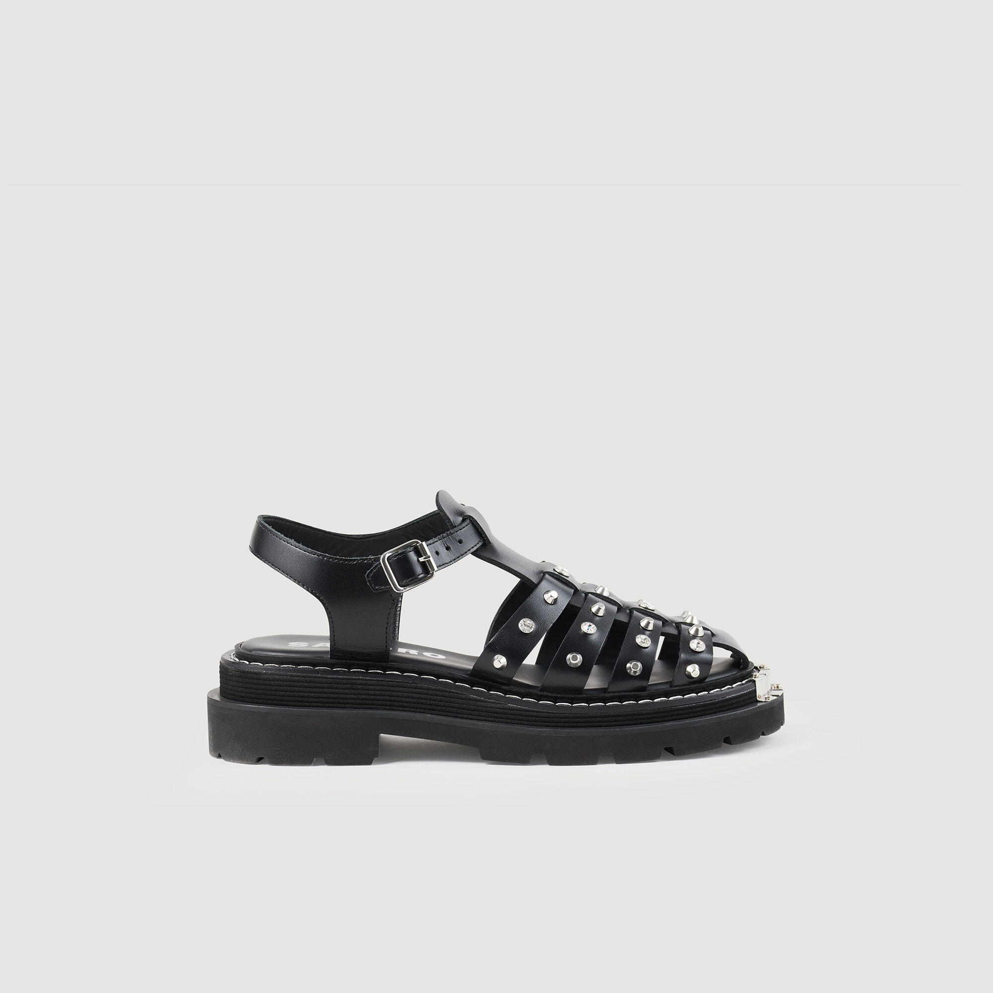 OLYS STUDDED LEATHER SANDALS - 1
