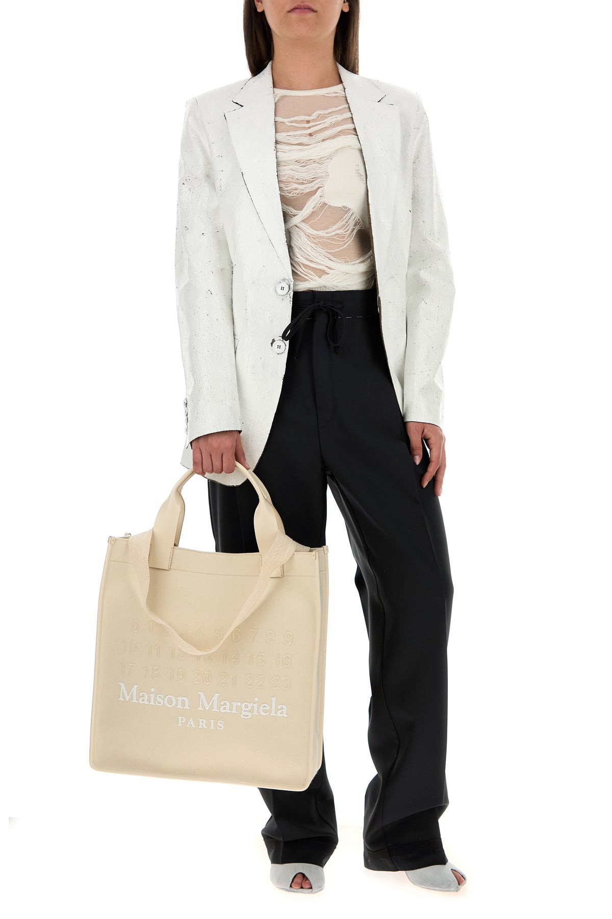 White stretch polyester blend blazer - 6