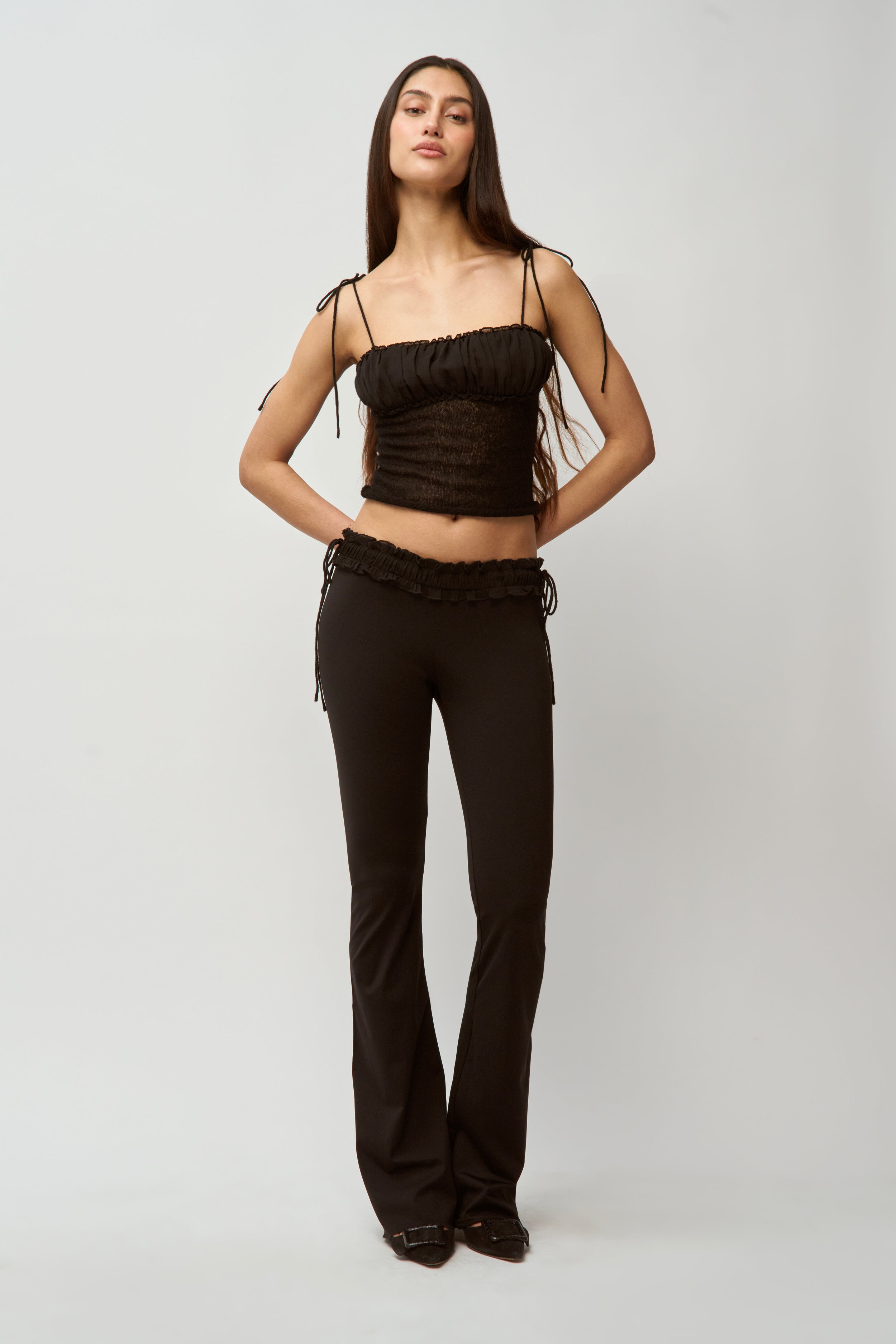 RUCHED CHIFFON KNIT TANK - 3
