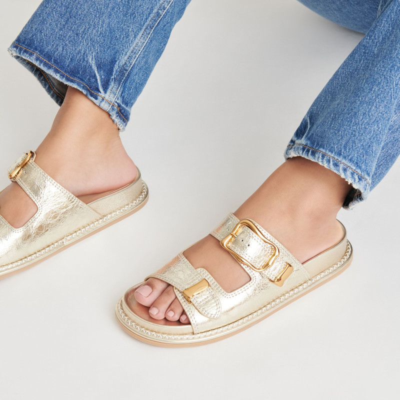 SEVANA SANDALS LIGHT GOLD DISTRESSED LEATHER 4