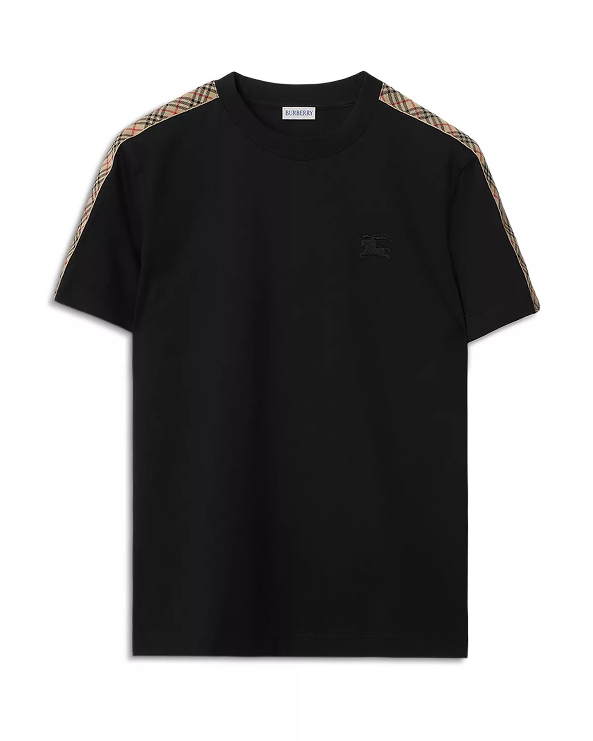 Check Trim Cotton Tee - 1