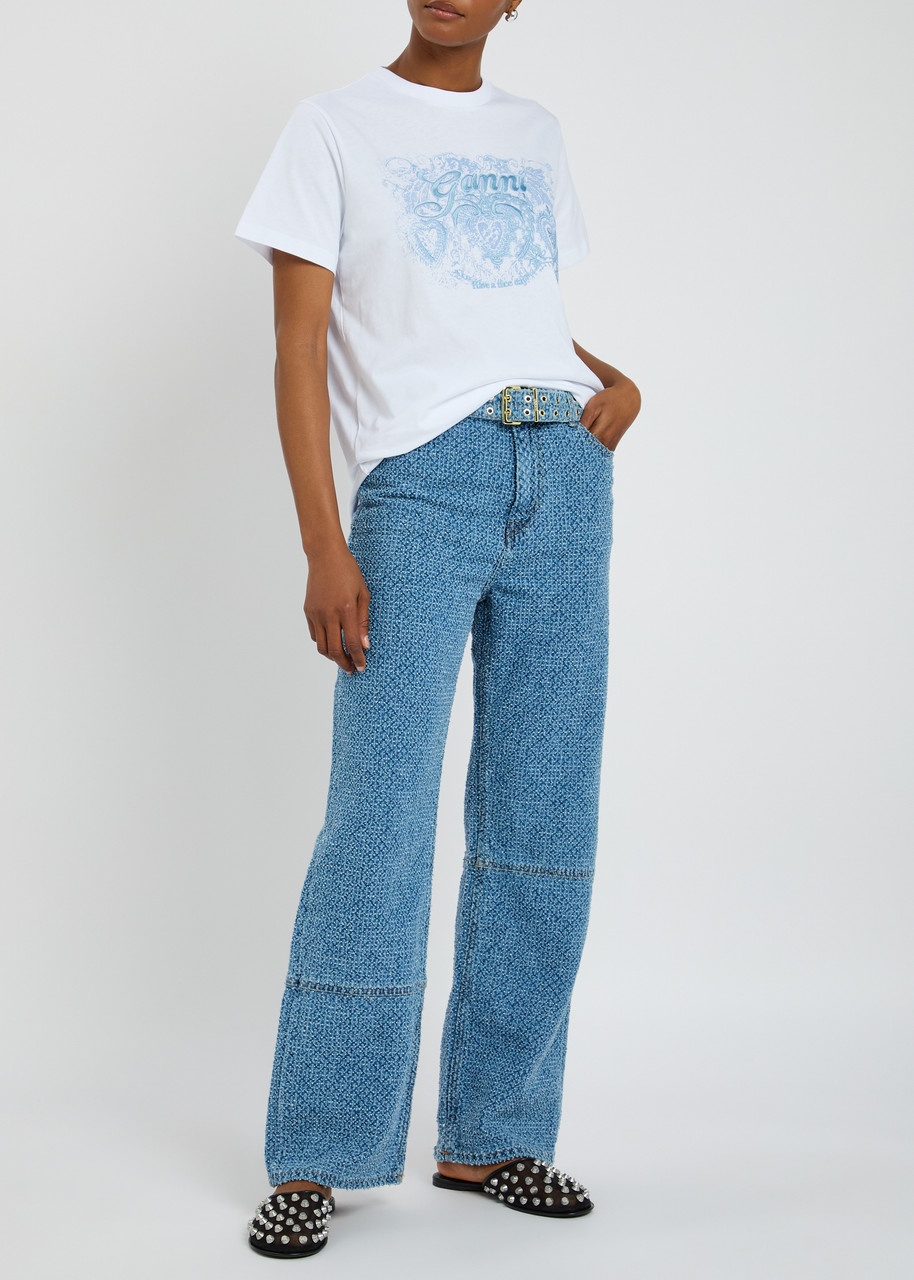 Ganni Embroidered Cotton T-shirt - 4