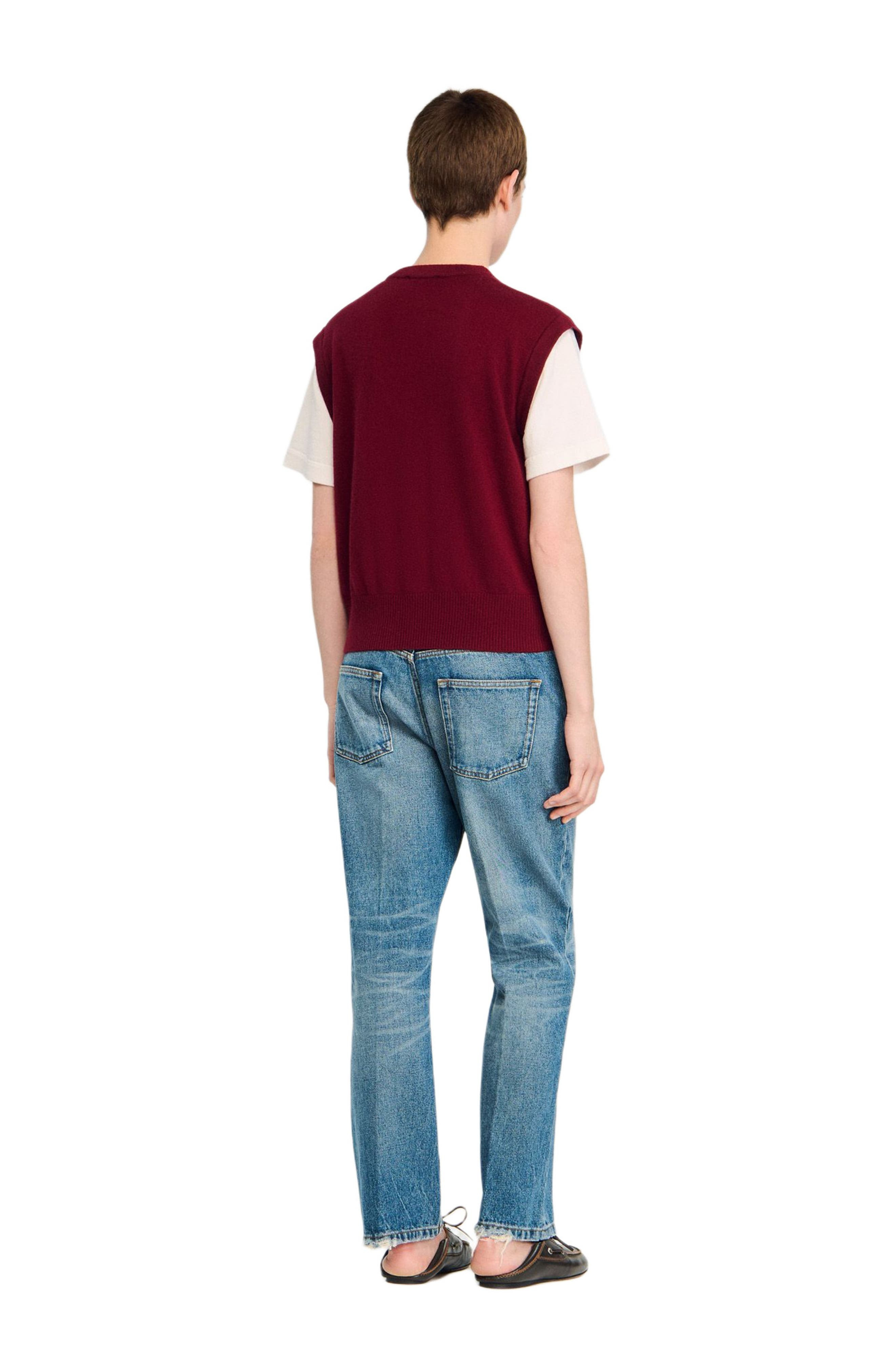 SANDRO Two-tone wool and cashmere sweater in Bordeaux at Nordstrom - 3