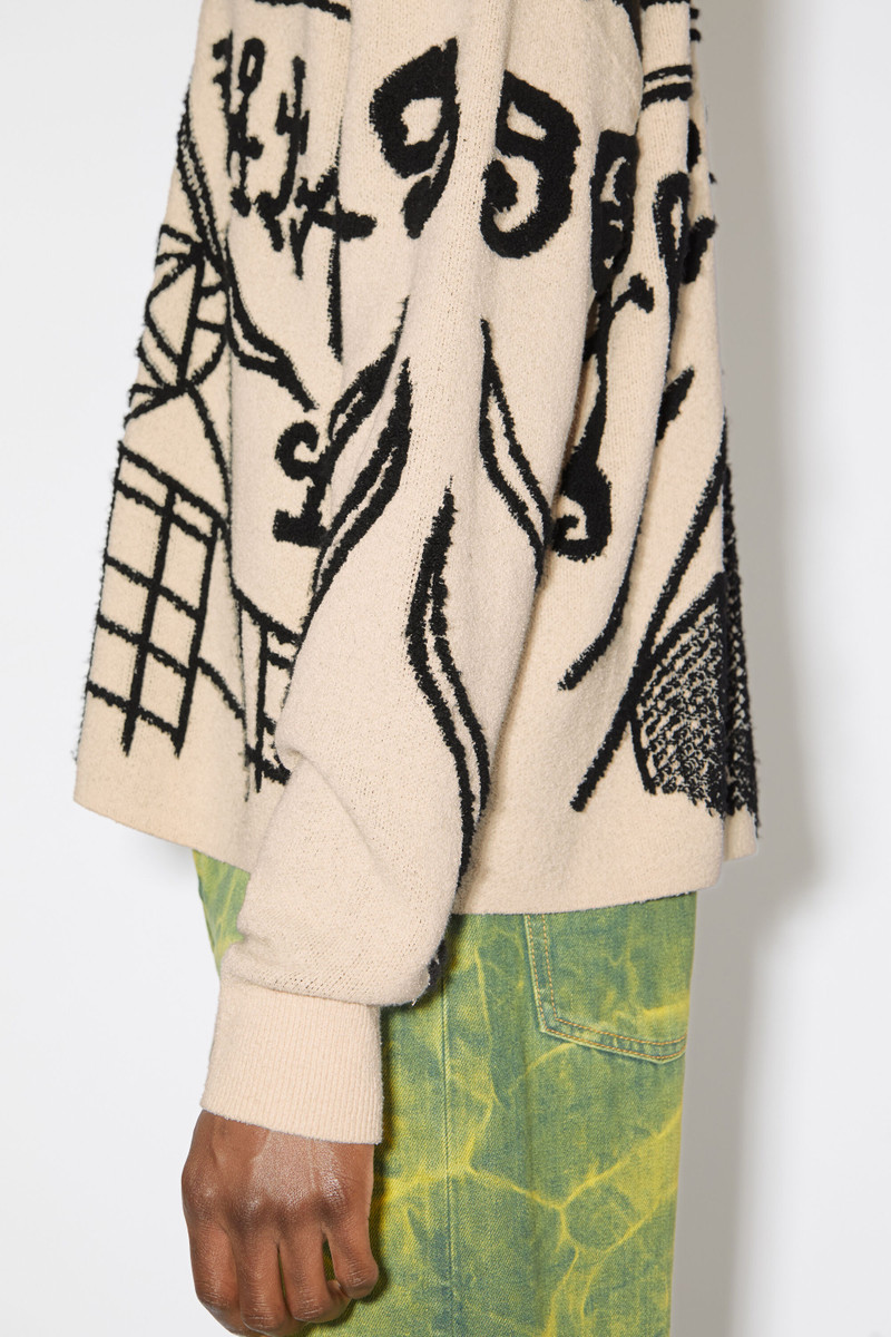 Jacquard logo jumper - Ecru/black 4