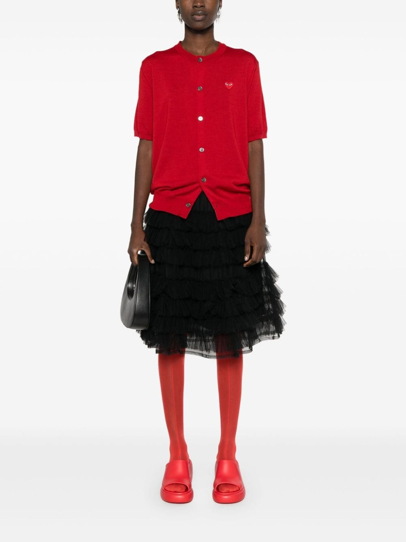 Comme des Garçons PLAY heart-patch wool cardigan outlook