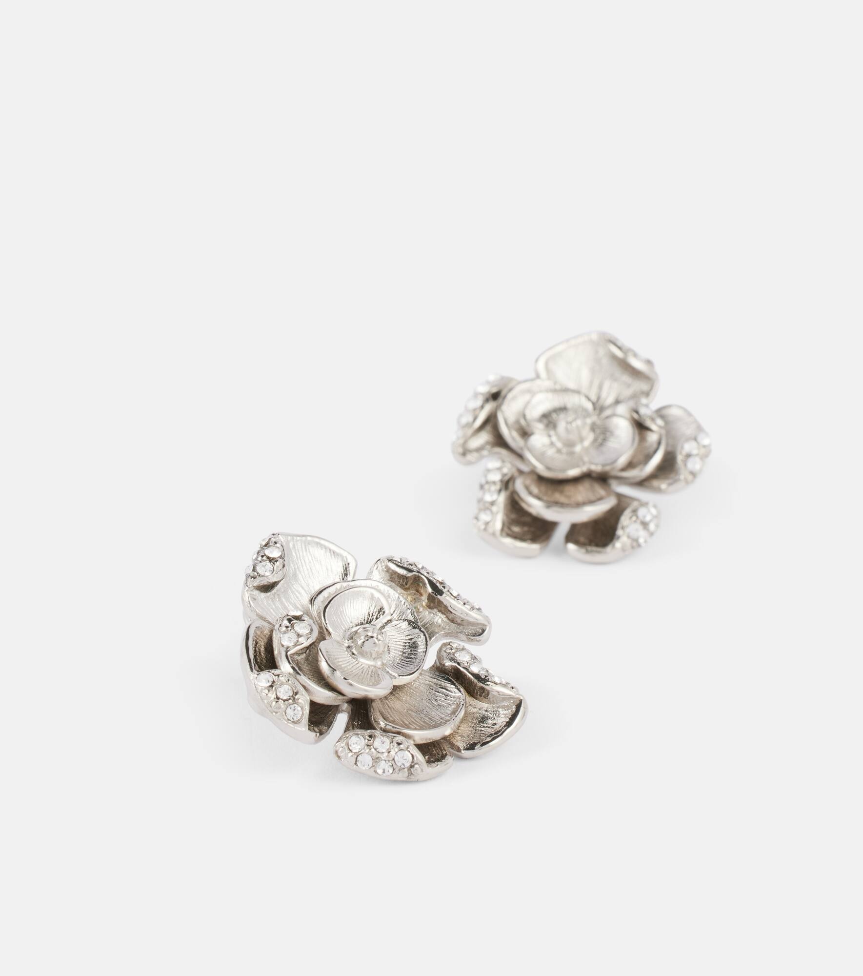Small floral crystal-embellished earrings - 4