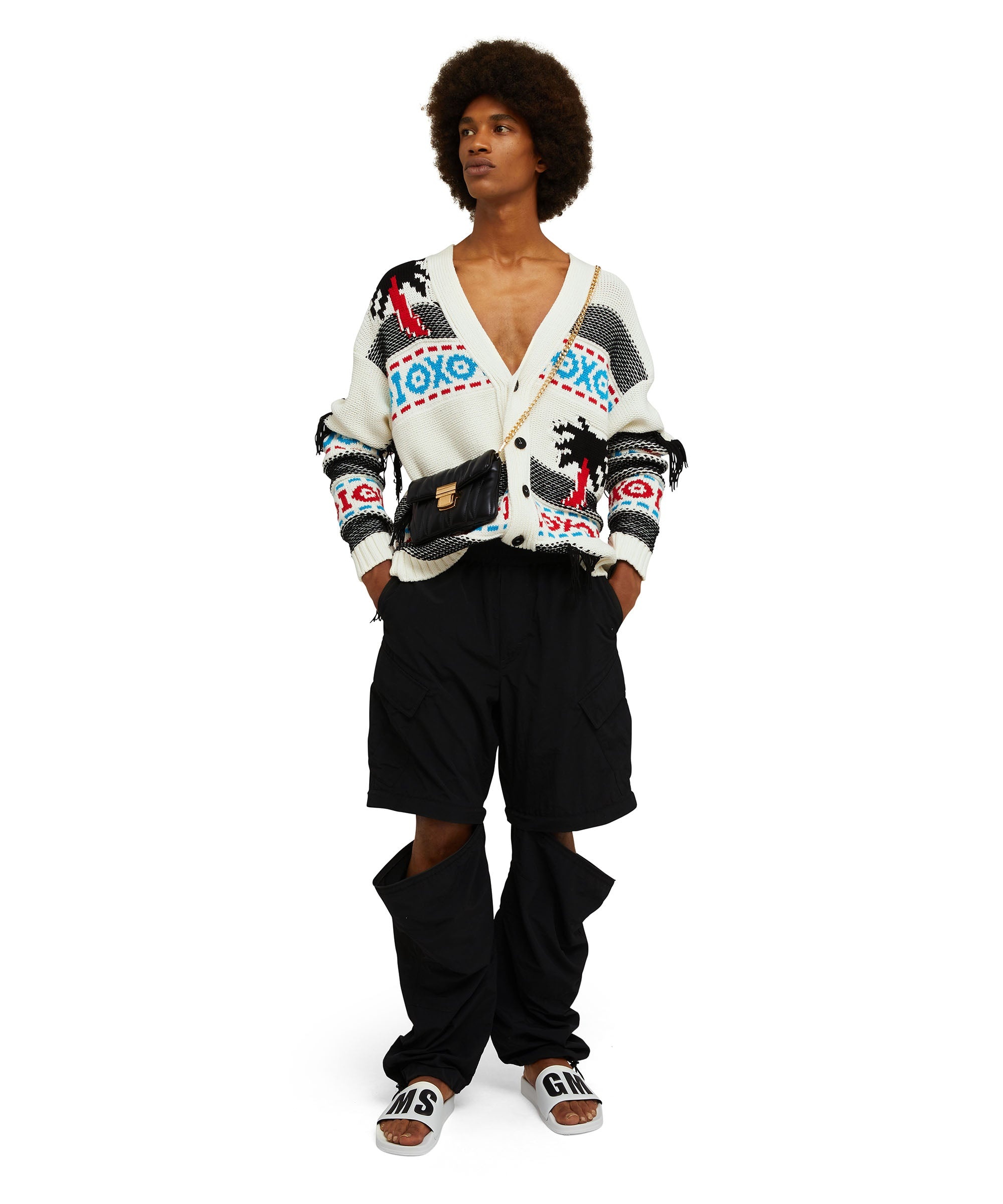 Jacquard cotton cardigan with "palms Ikat" inlays - 6