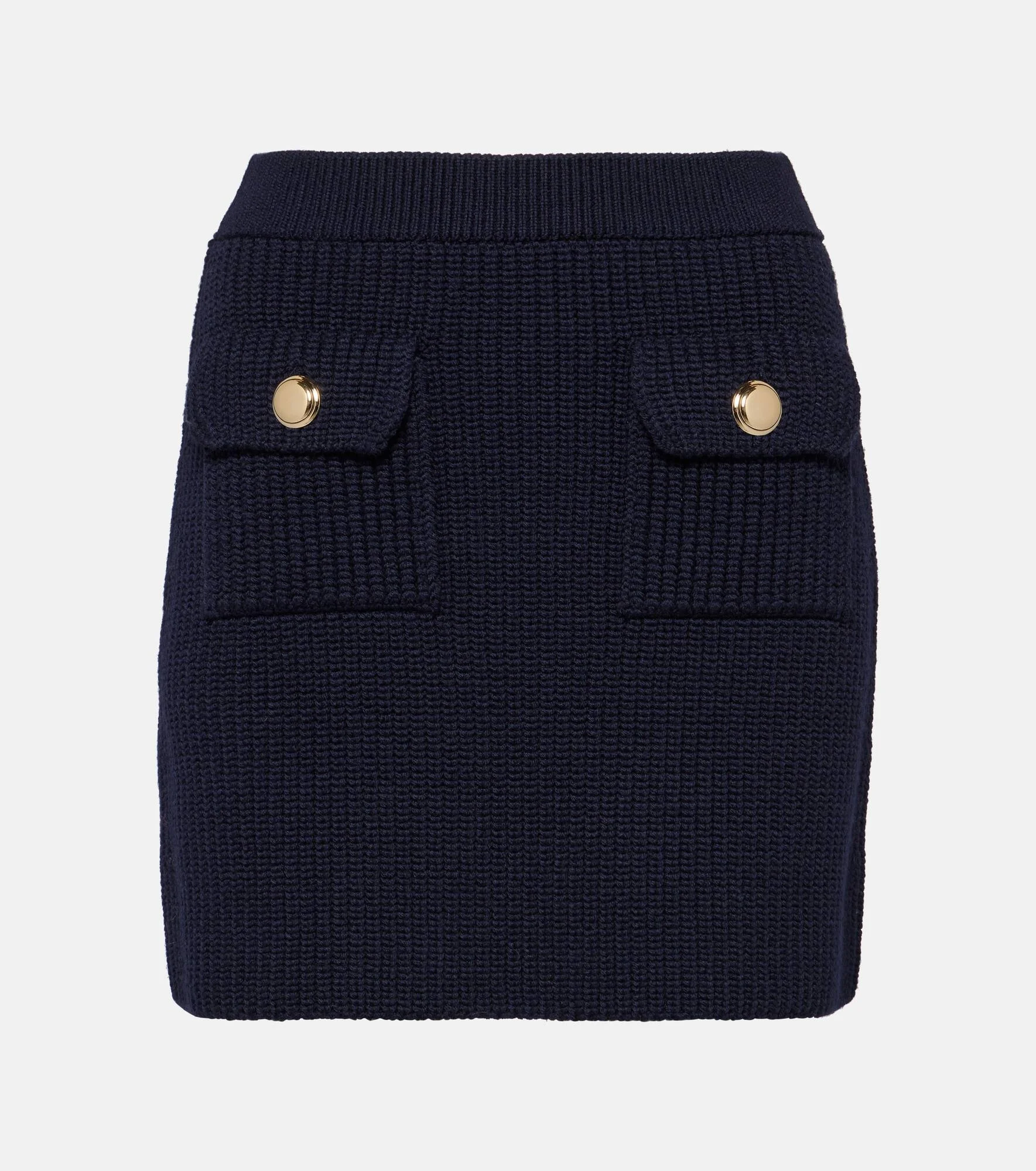 Ribbed-knit wool miniskirt - 1