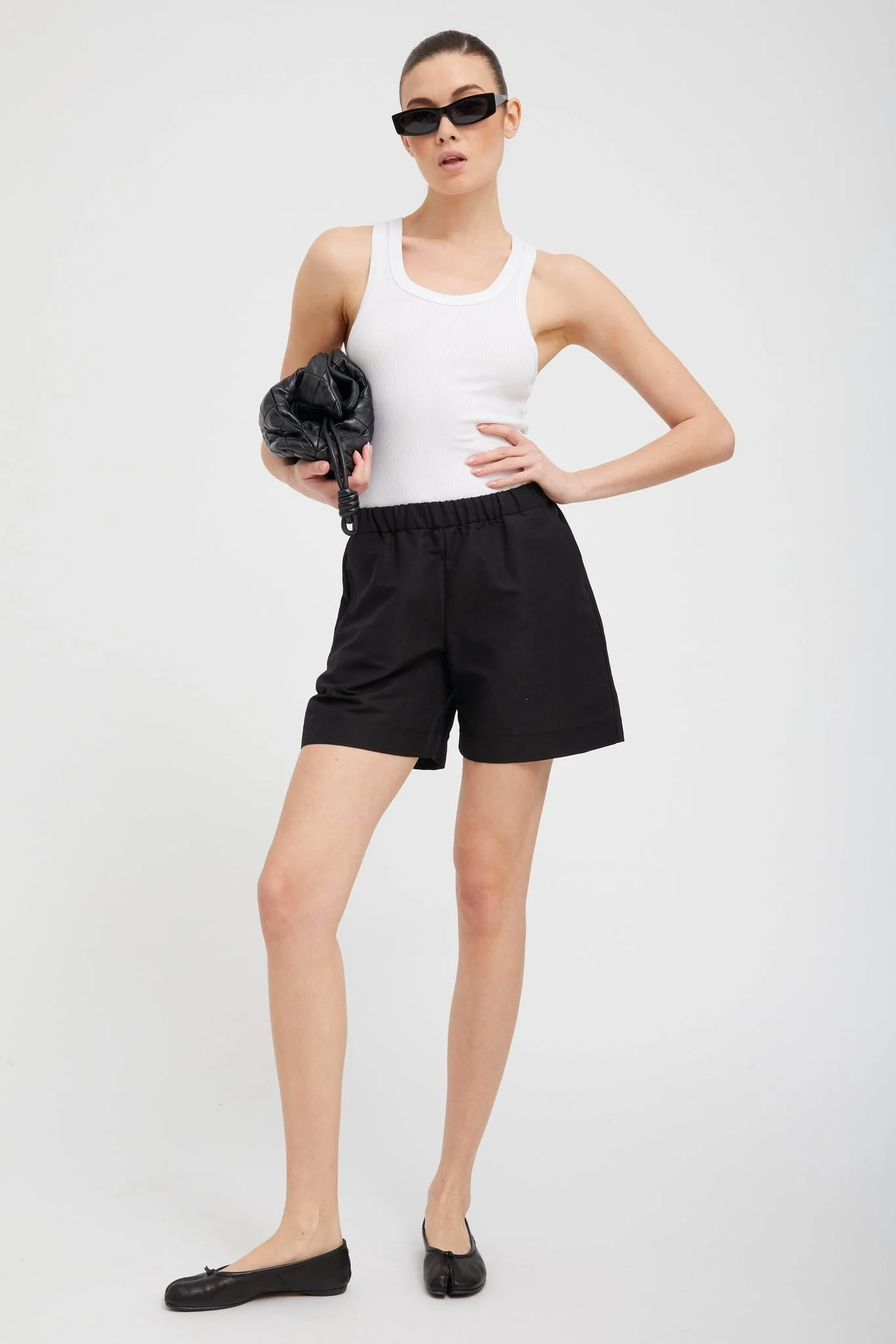 BLACK LINEN CULOTTE SHORTS - 1