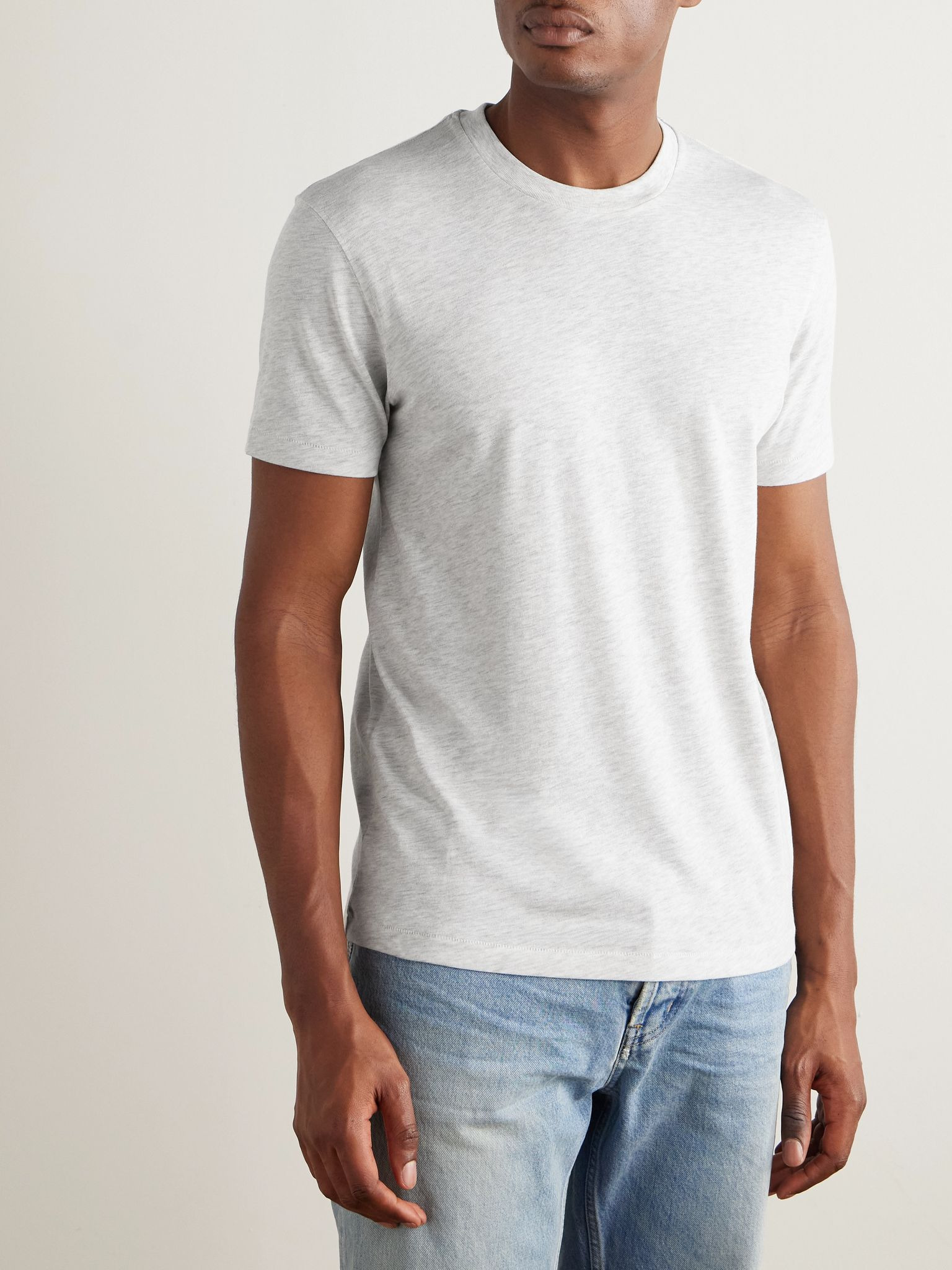 Cotton-Blend Jersey T-Shirt Gray - 3