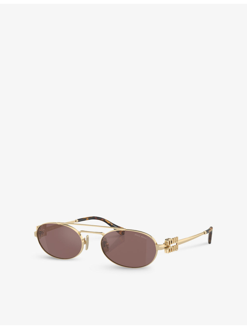 Miu Miu MU 54ZS oval-frame metal sunglasses outlook
