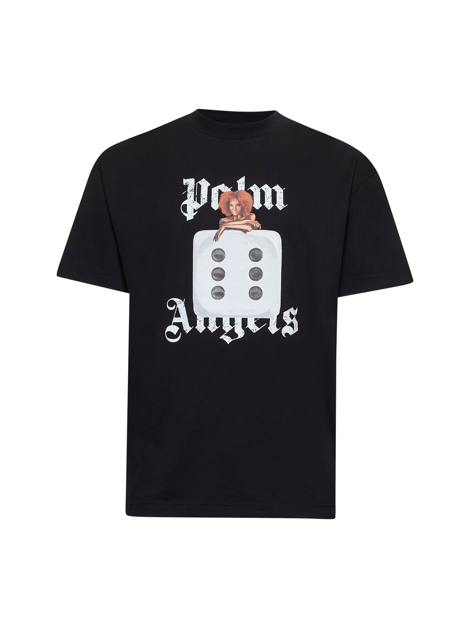Palm Angels Men Black Cotton Holly Pin Up T-Shirt - 1