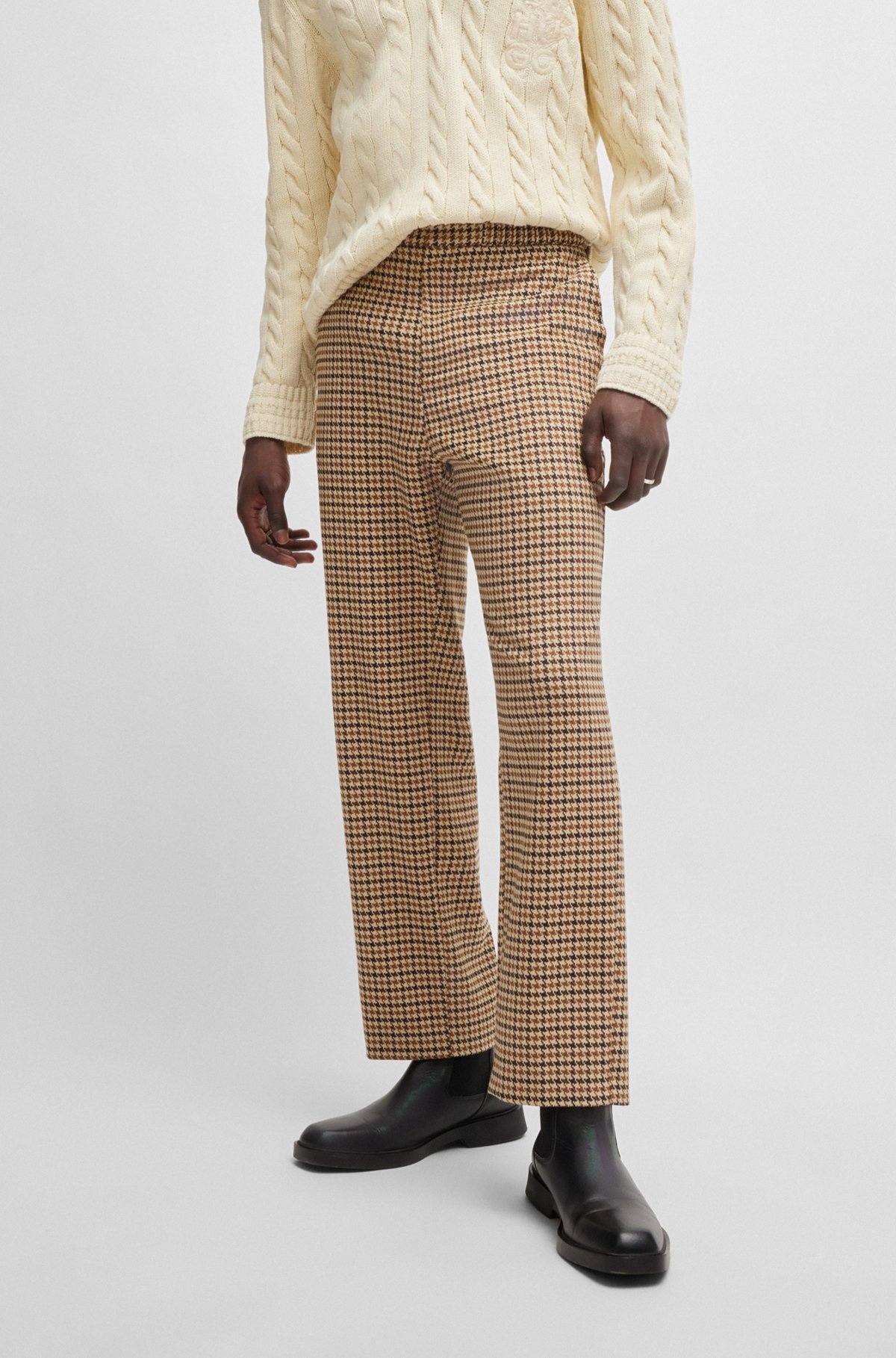 MODERN-FIT TROUSERS IN HOUNDSTOOTH STRETCH MATERIAL - 2