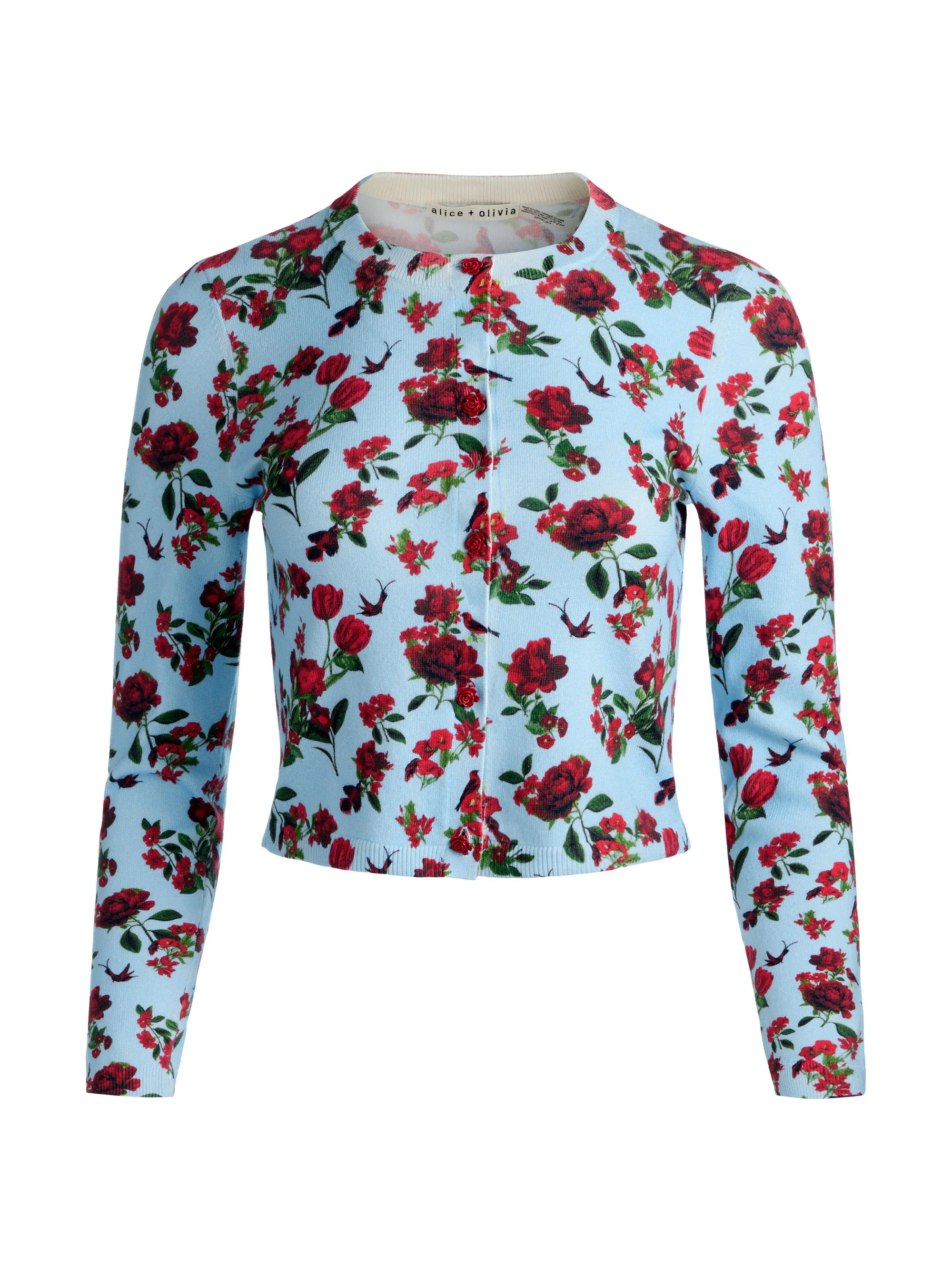 Women's Carson Floral Stretch-Cotton Cardigan - American Beauty - 1