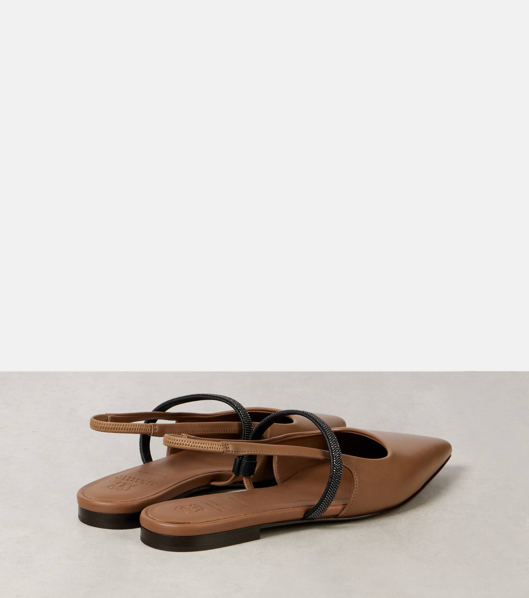 Pointy leather slingback flats - 2