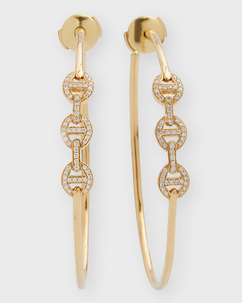 18K Yellow Gold Hoop Earrings with Diamonds 1