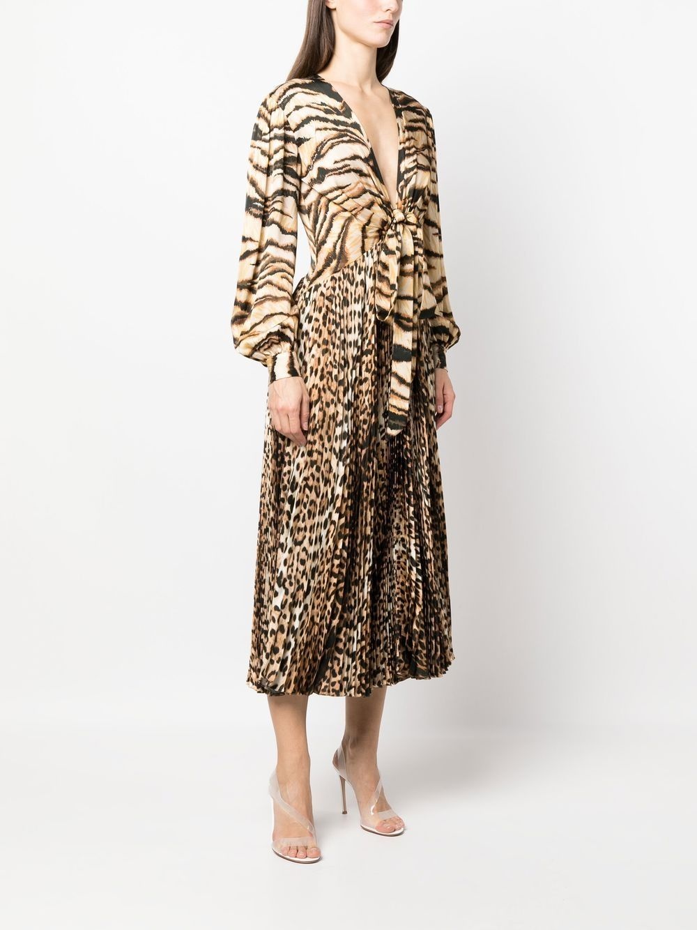 animal-print knot-font midi dress - 3