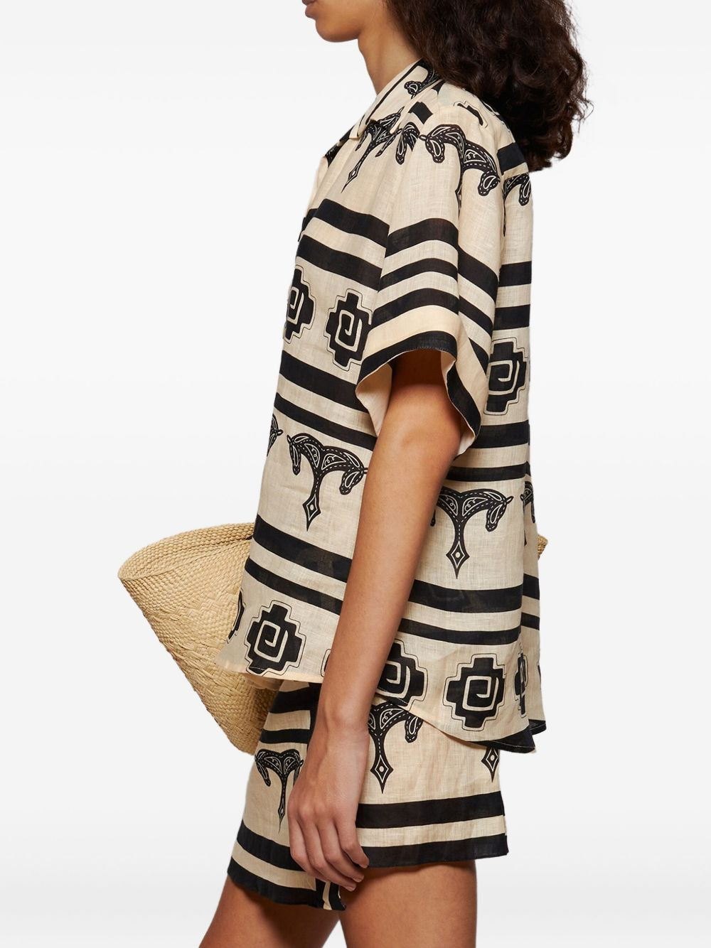 La Creciente horse-print striped shirt - 4