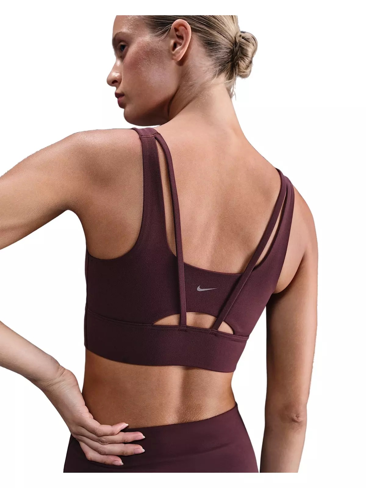 Women's Zenvy Medium-Support Padded Longline Sports Bra -Burgundy - 2