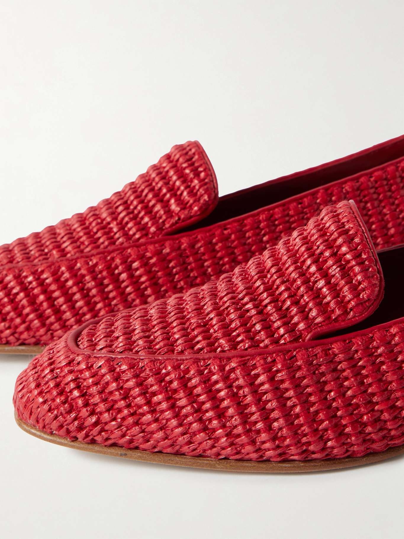 Pitakara leather-trimmed raffia loafers - 4