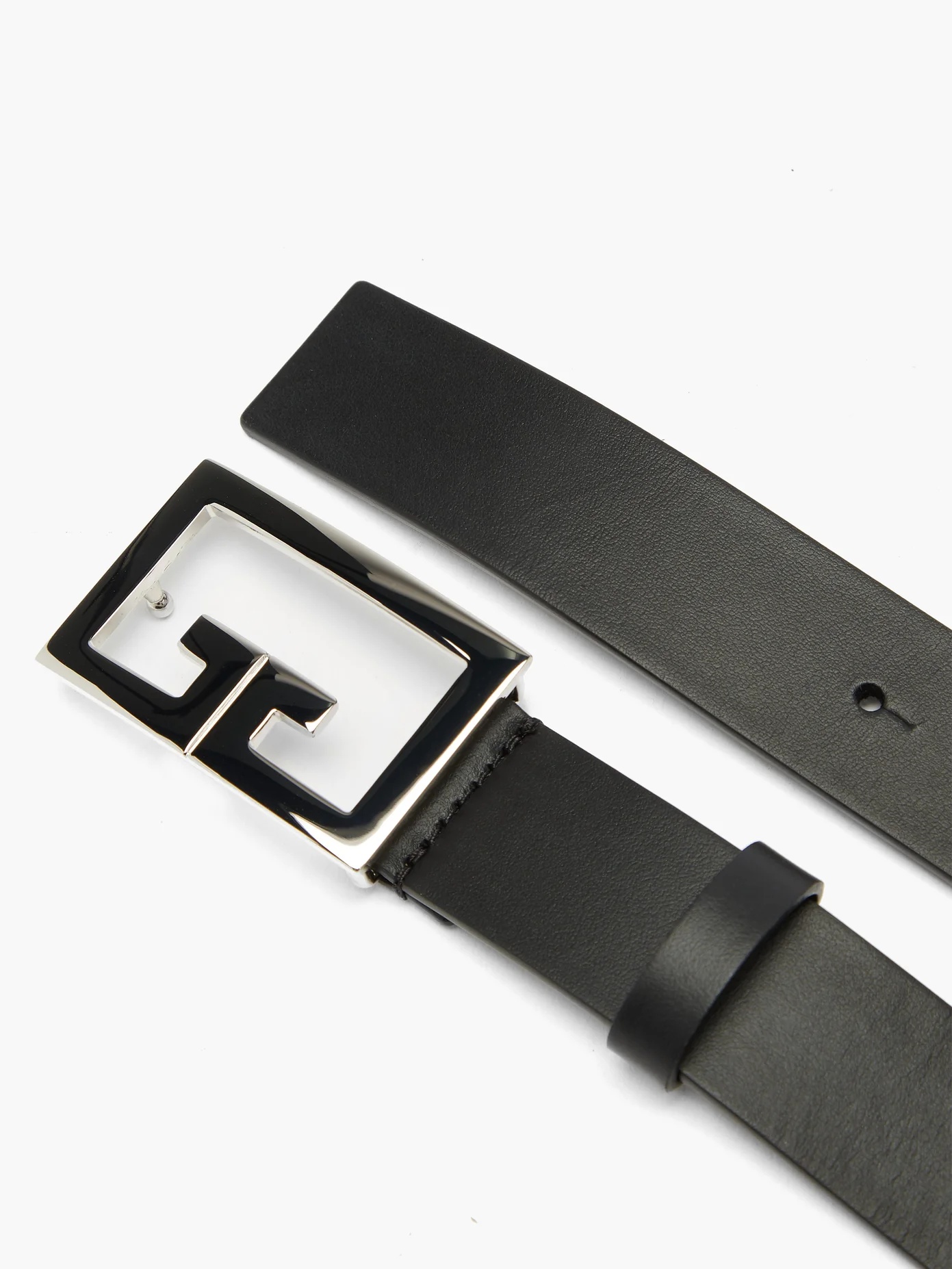 Logo-buckle leather belt - 4