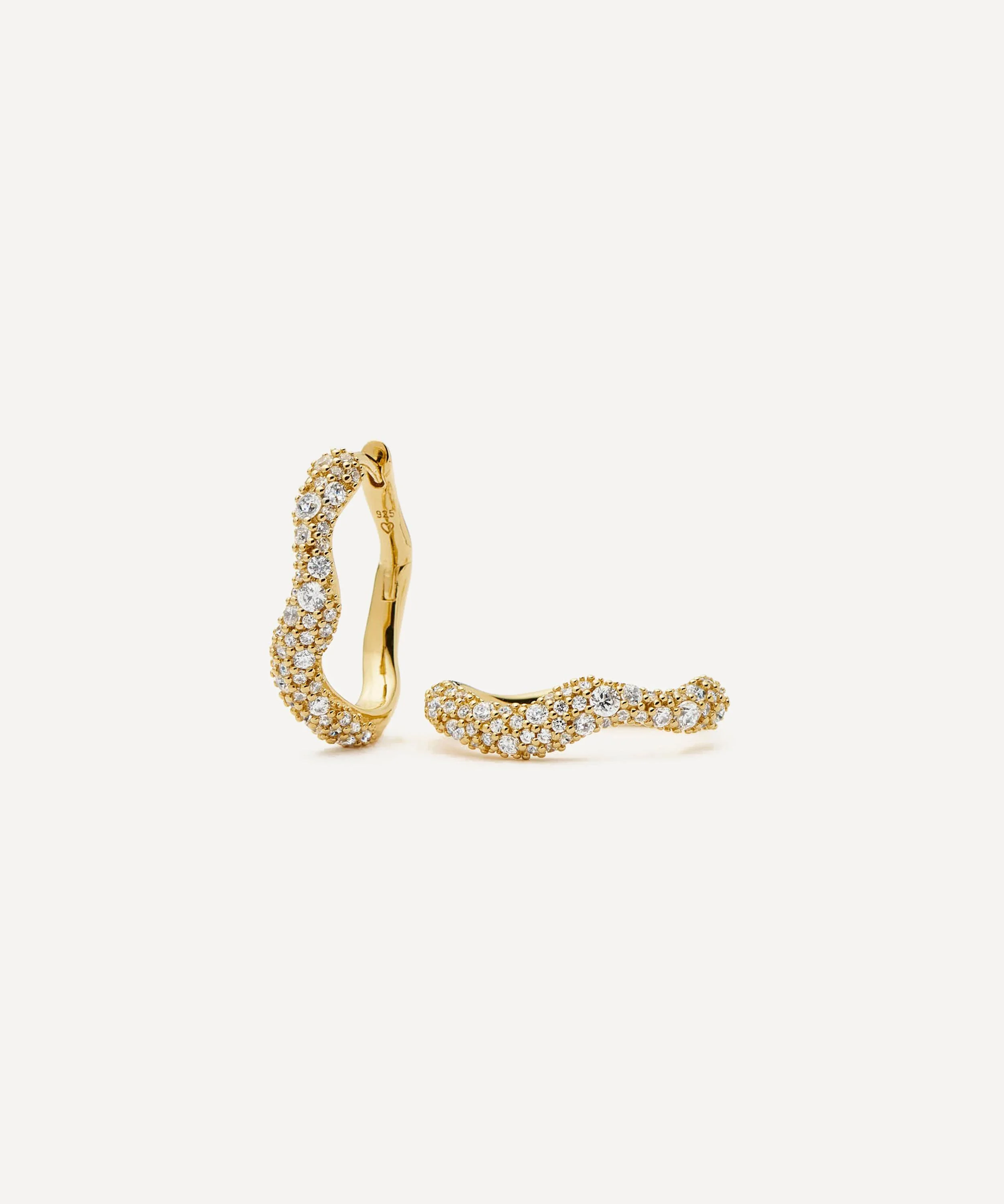18ct Gold-Plated Vermeil Silver Molten Snow Small Hoop Earrings - 1