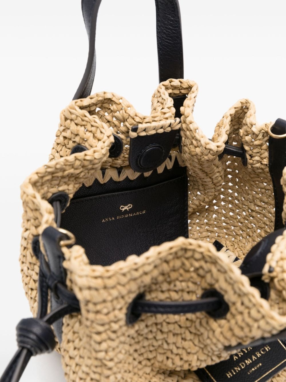 small raffia bucket bag - 5