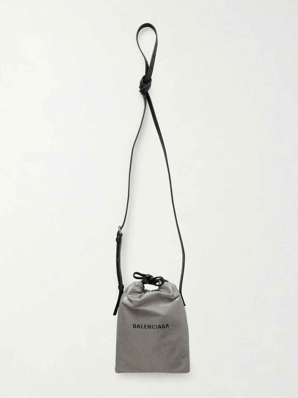 Shopper Logo-Debossed Crinkled-Leather Phone Pouch - 1