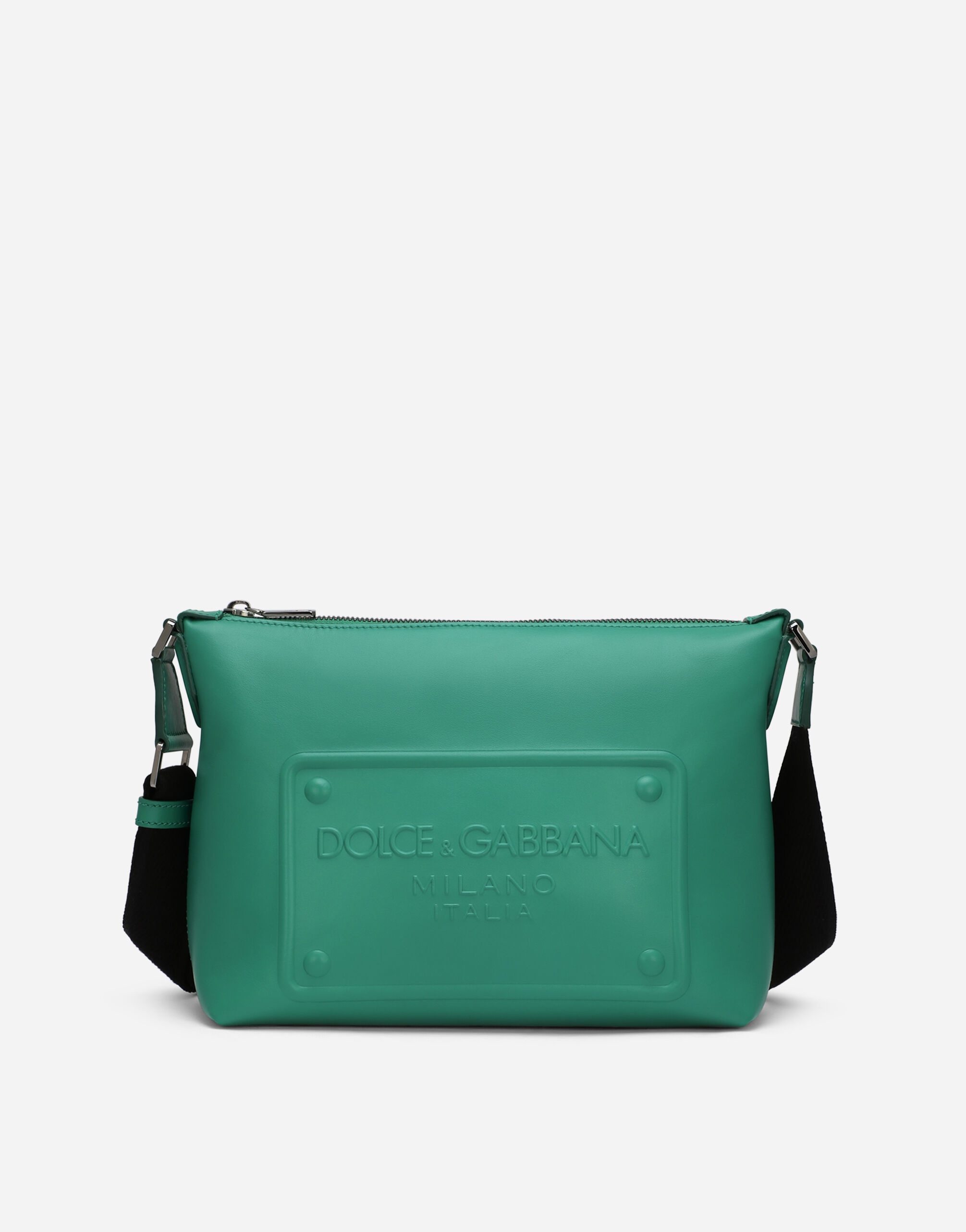 Calfskin crossbody bag with raised logo - 1