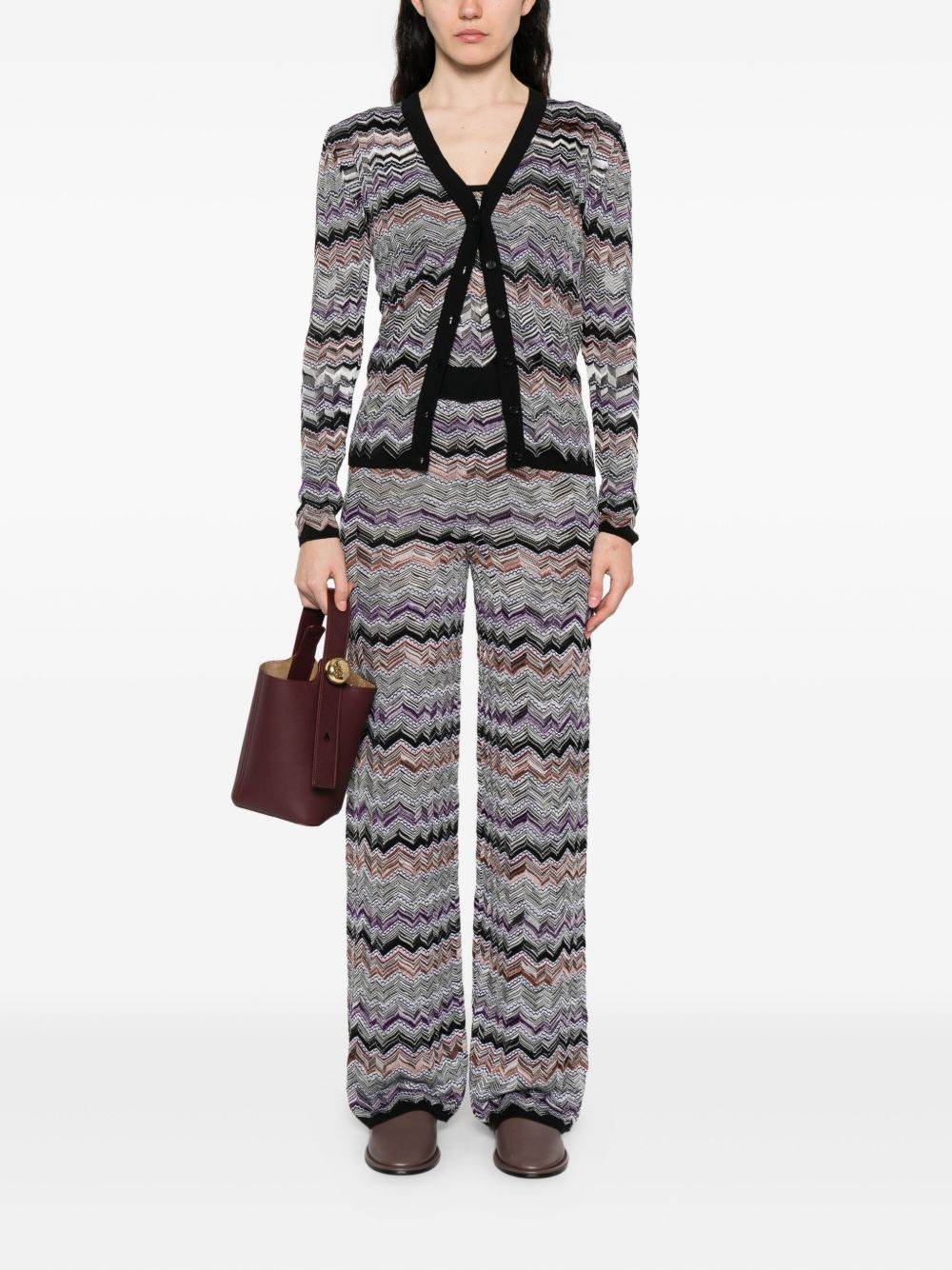 chevron-knit cardigan - 2