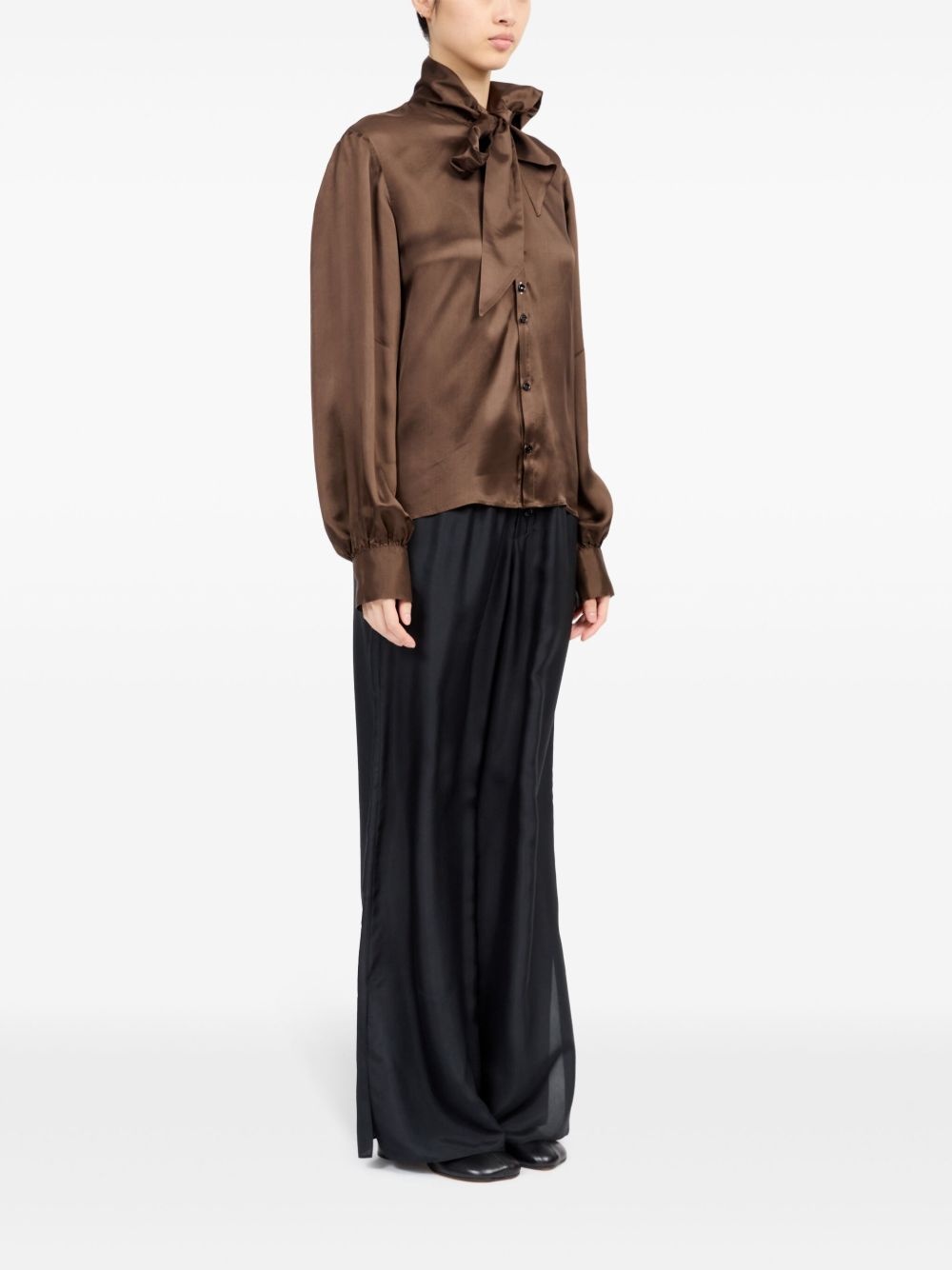 tie-neck satin shirt - 3