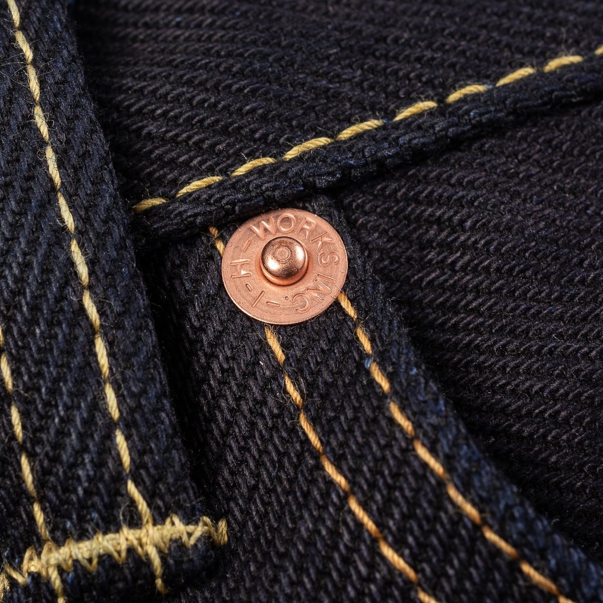 IH-634S-21ib 21oz Selvedge Denim Straight Cut Jeans - Indigo/Black - 10