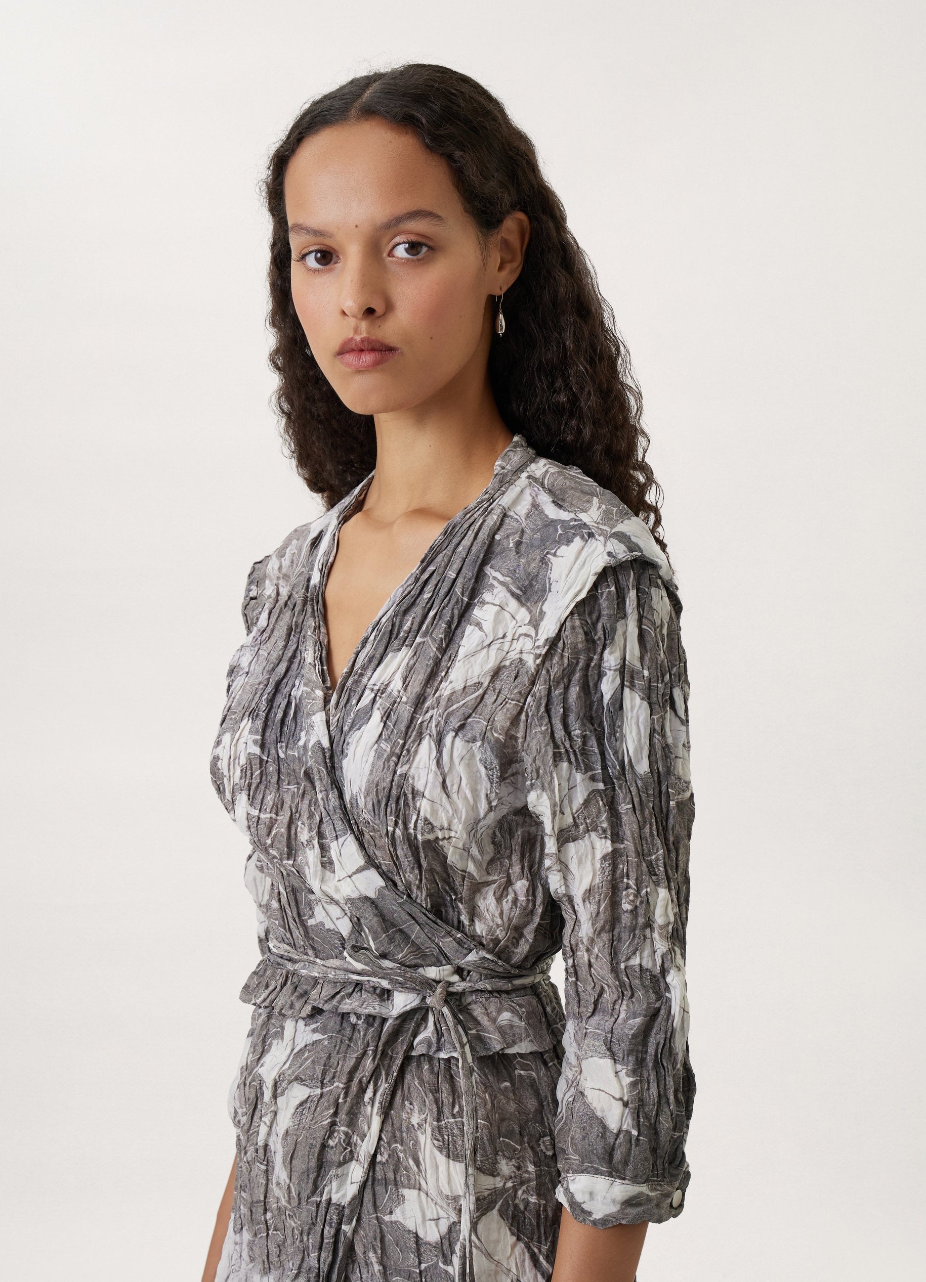 CRINKLED WRAP OVER DRESS - 3