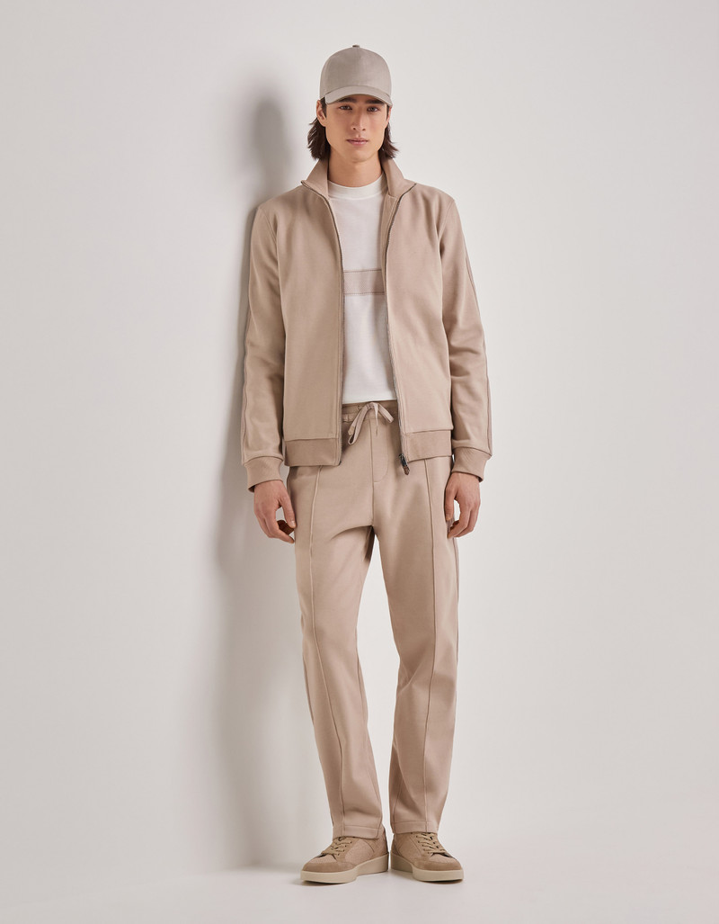 Canali BEIGE COTTON BLEND JOGGERS WITH SIDE BAND outlook