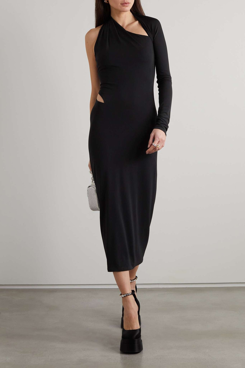VERSACE Cutout one-shoulder stretch-jersey midi dress outlook