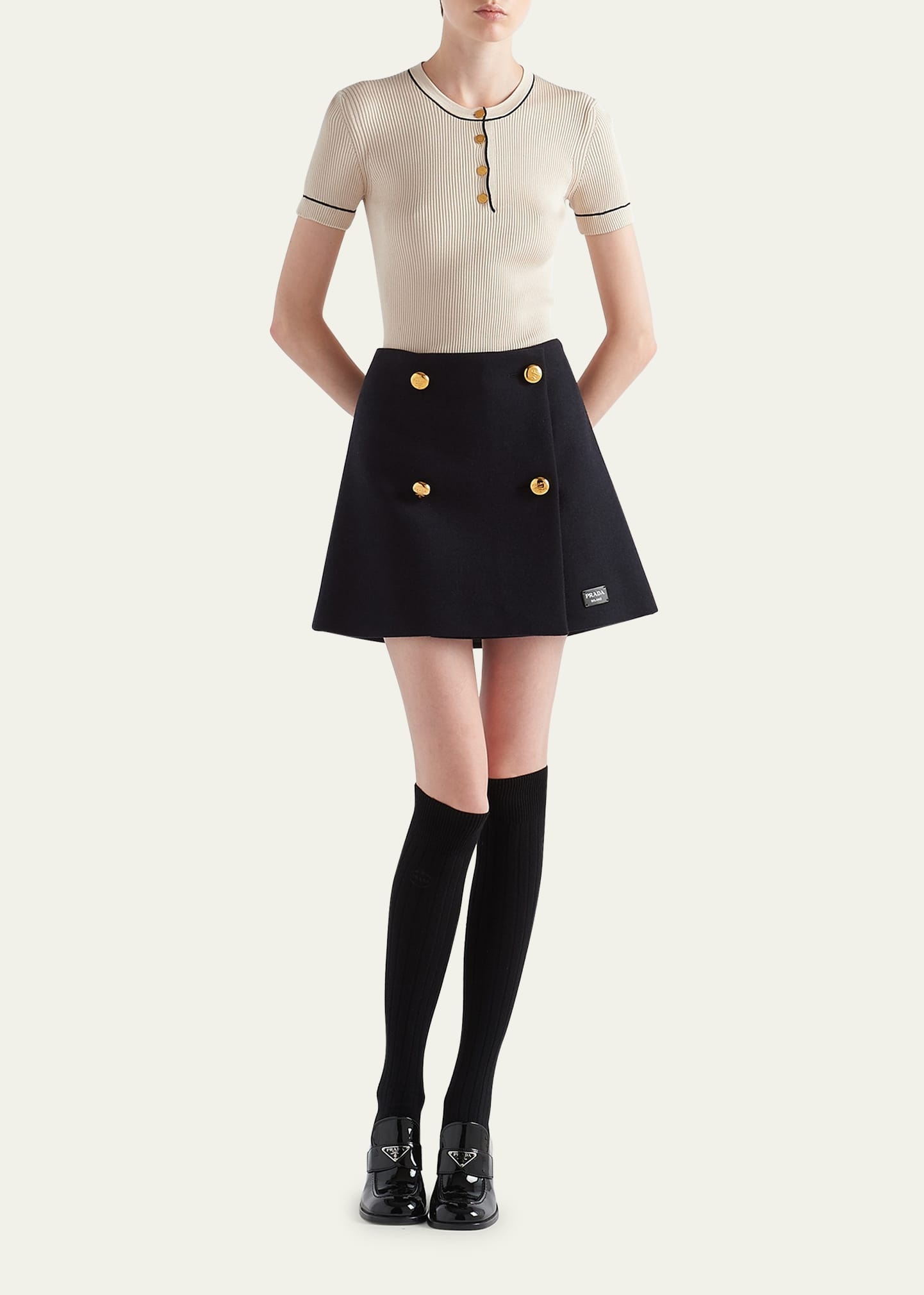 Silk Knit Ribbed Shirt with Contrast Tipping - 2