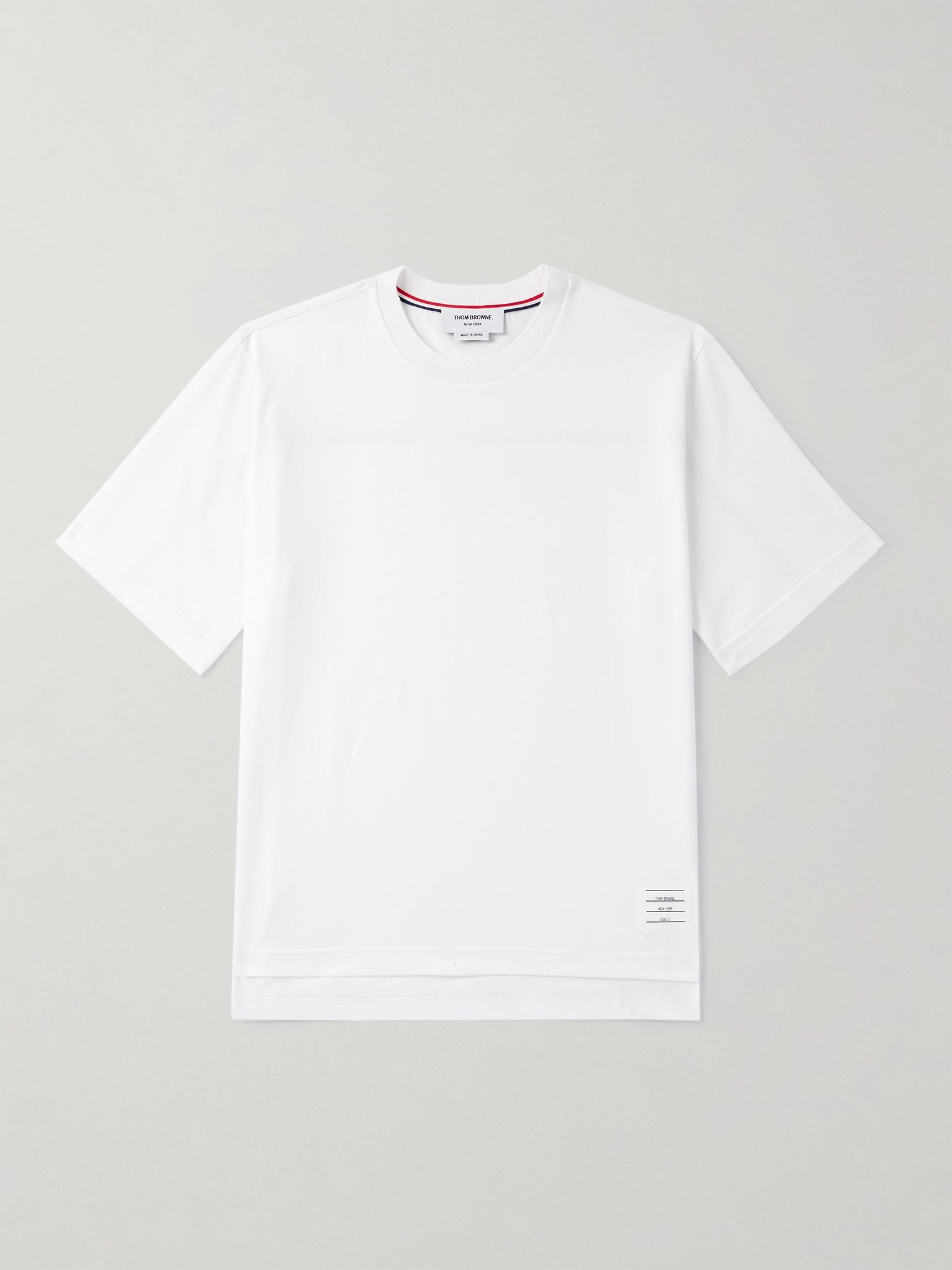 Logo-Appliquéd Striped Cotton-Jersey T-Shirt White - 1