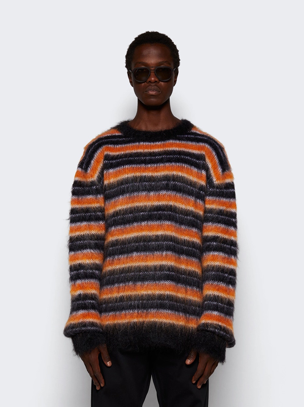 Long Sleeve Mohair Sweater Black - 3