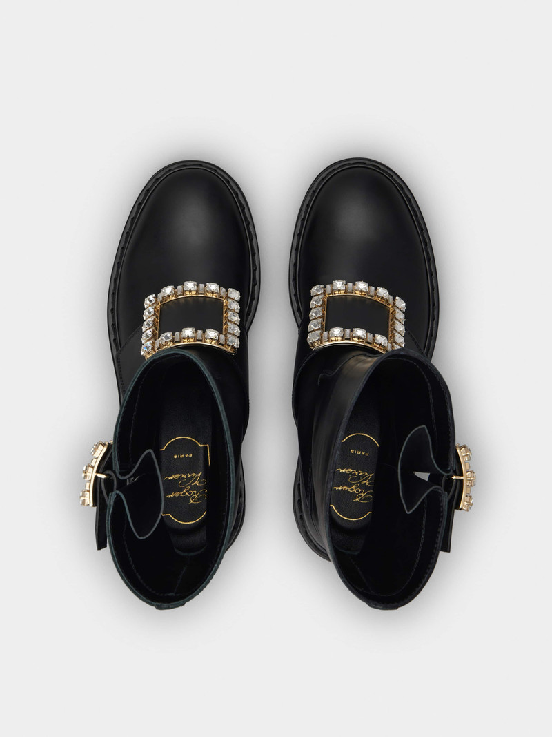 Viv' Rangers Strass Buckle Biker Boots in Leather 4