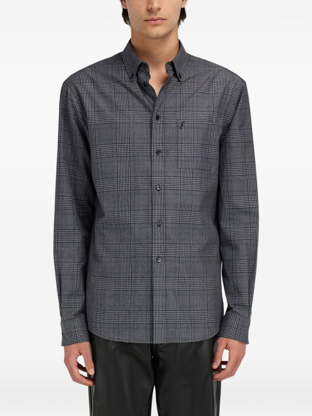 checked embroidered shirt - 3