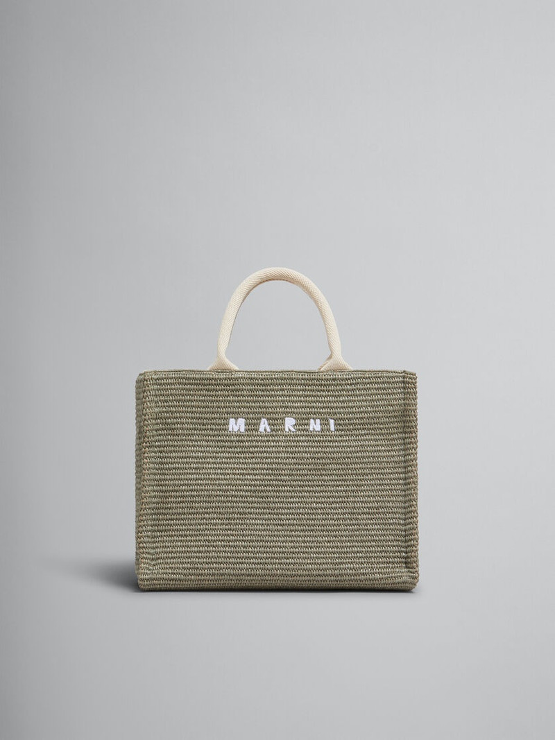 GREEN RAFFIA-EFFECT SMALL TOTE BAG - 1