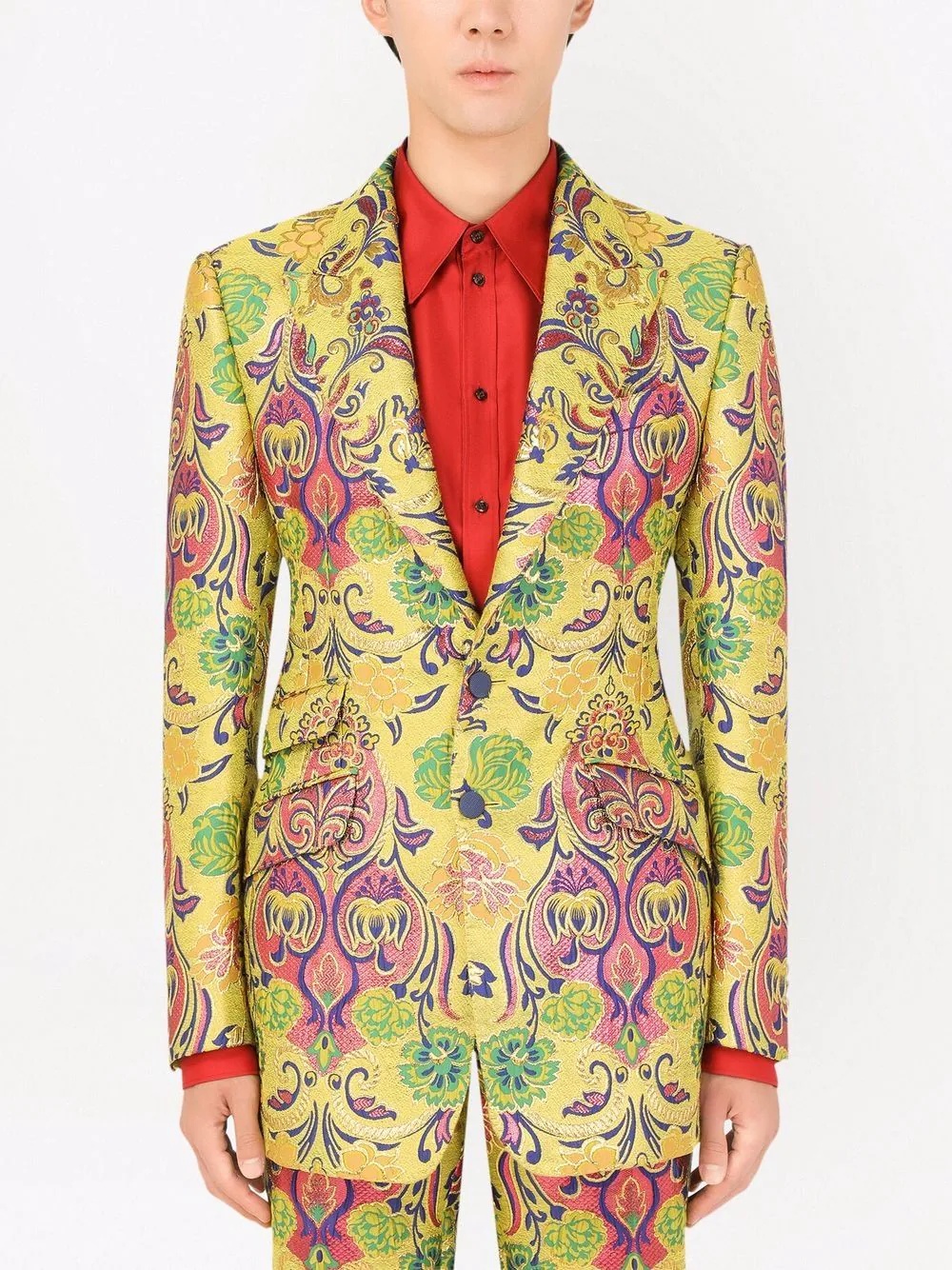 patterned jacquard suit jacket - 3