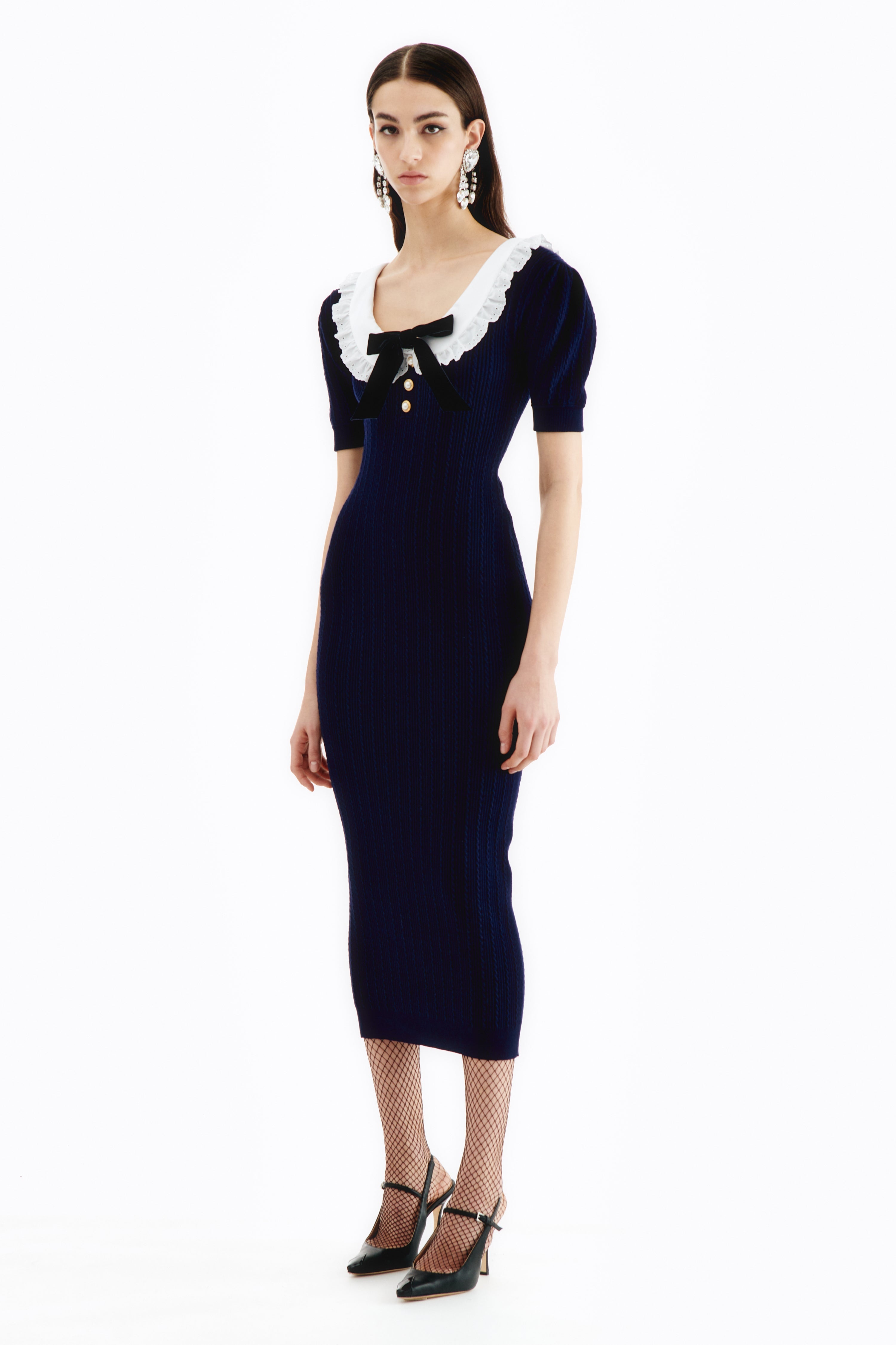 COTTON BLEND KNIT DRESS WITH COLLAR - 3