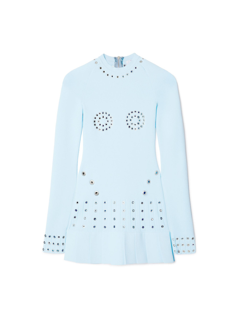 Eyelets Pleated Mini Dress 1