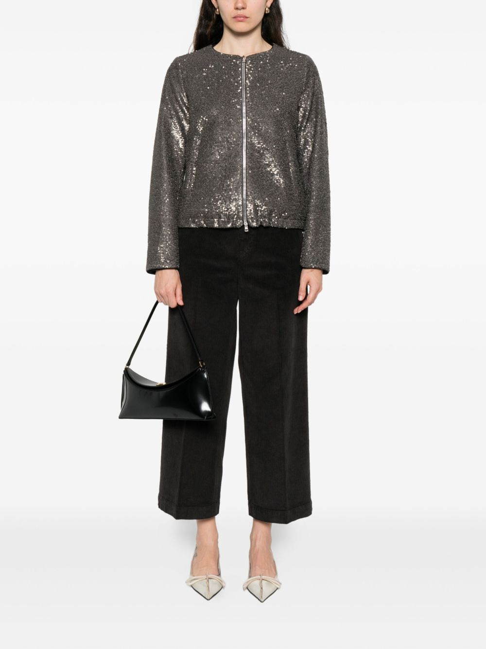sequinned zip-up jacket - 2
