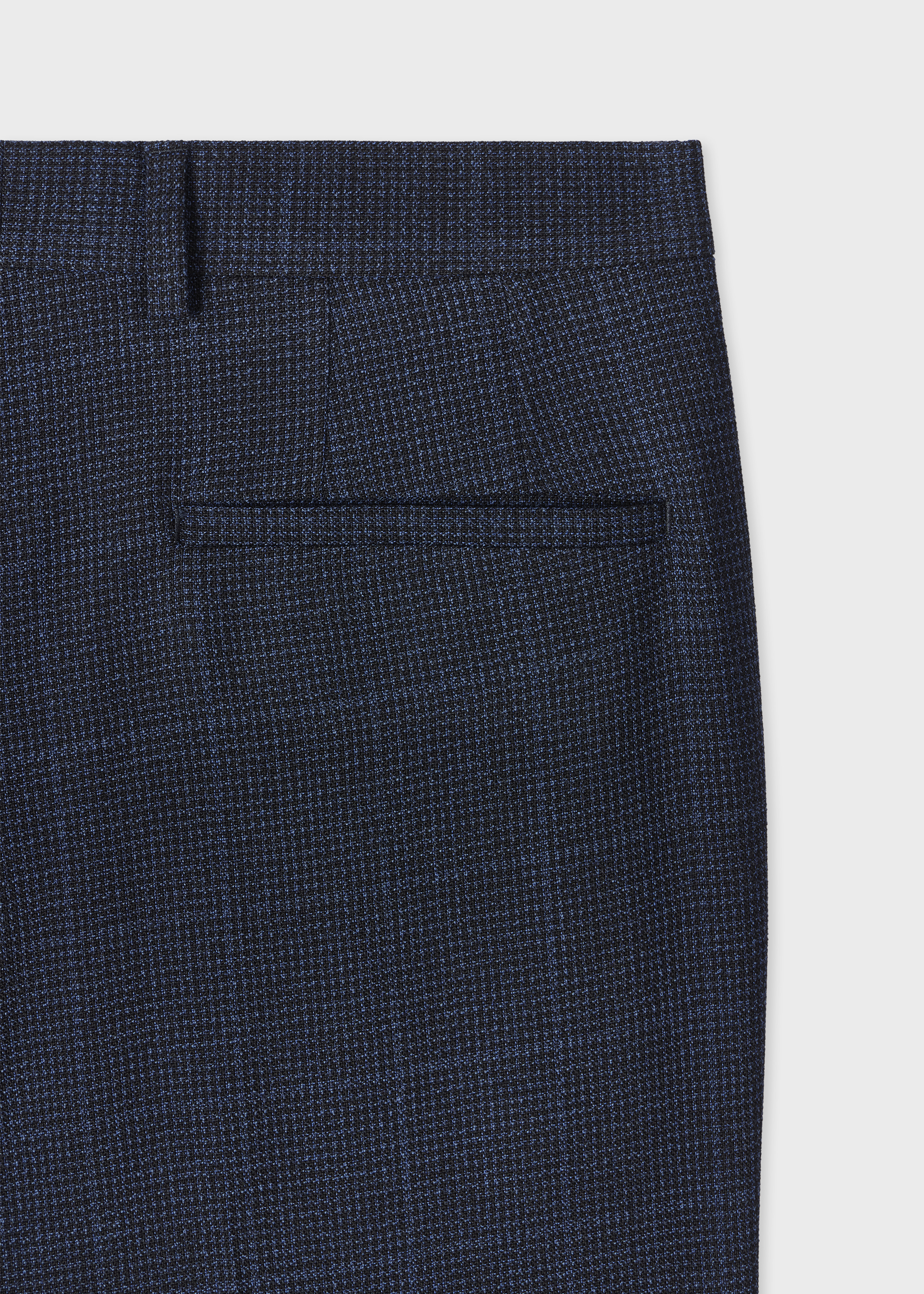 Navy Check Stretch-Wool Trousers - 2