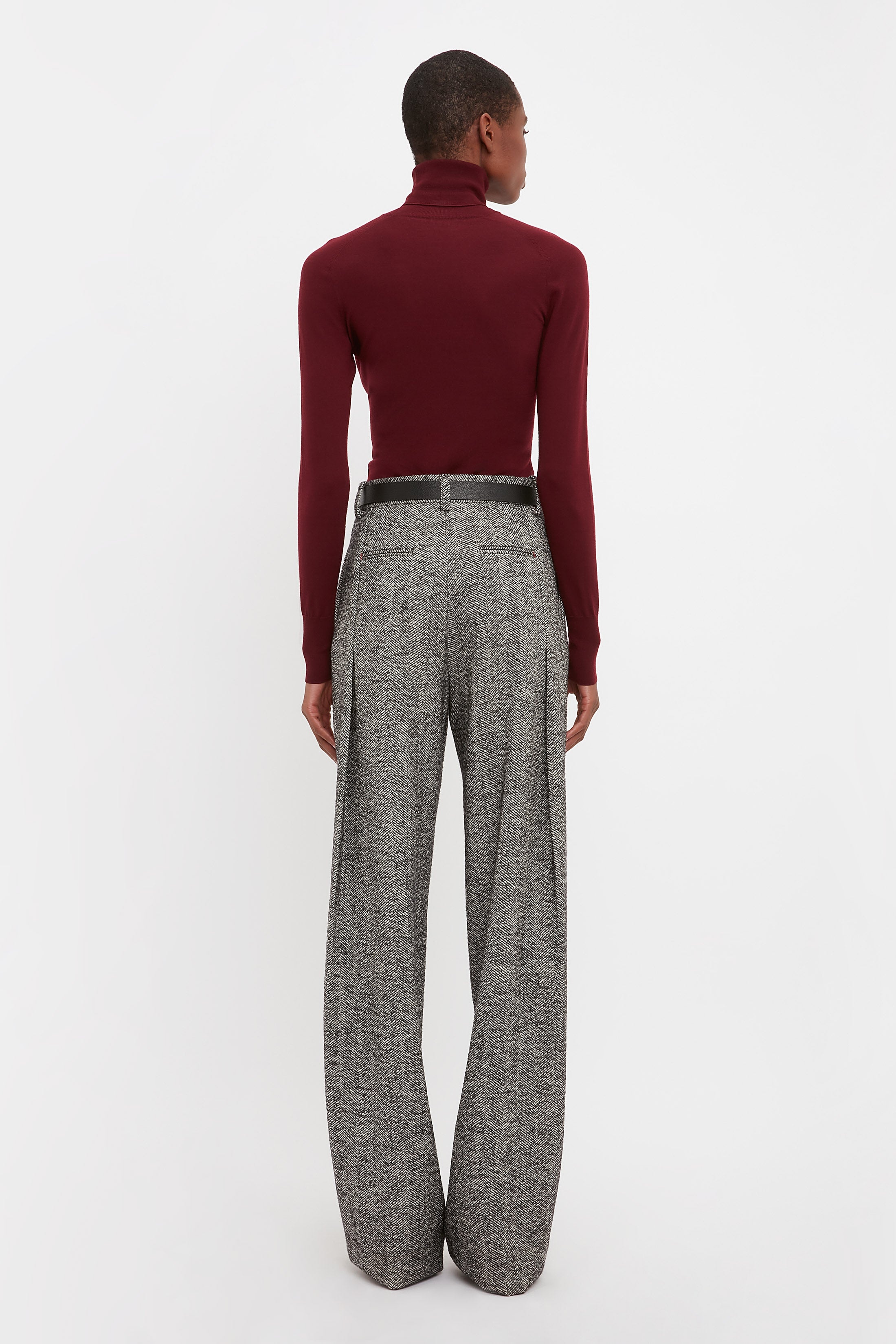 Front Pleat Trousers In Monochrome - 6