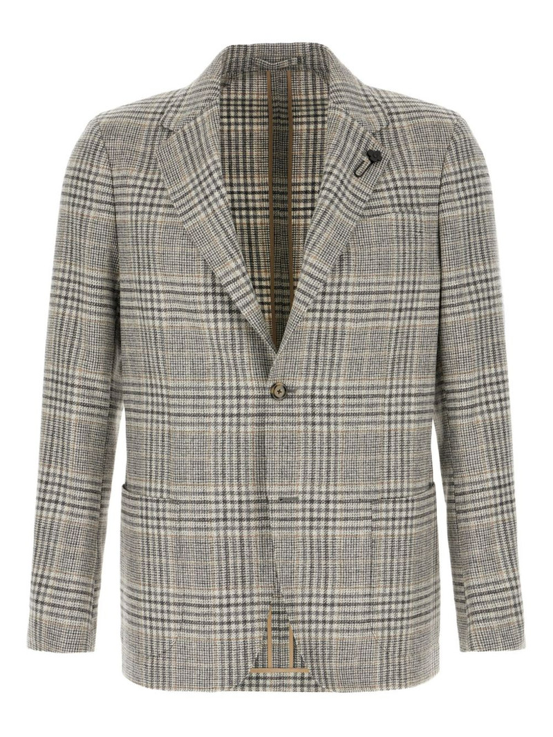 checked-pattern single-button blazer 1